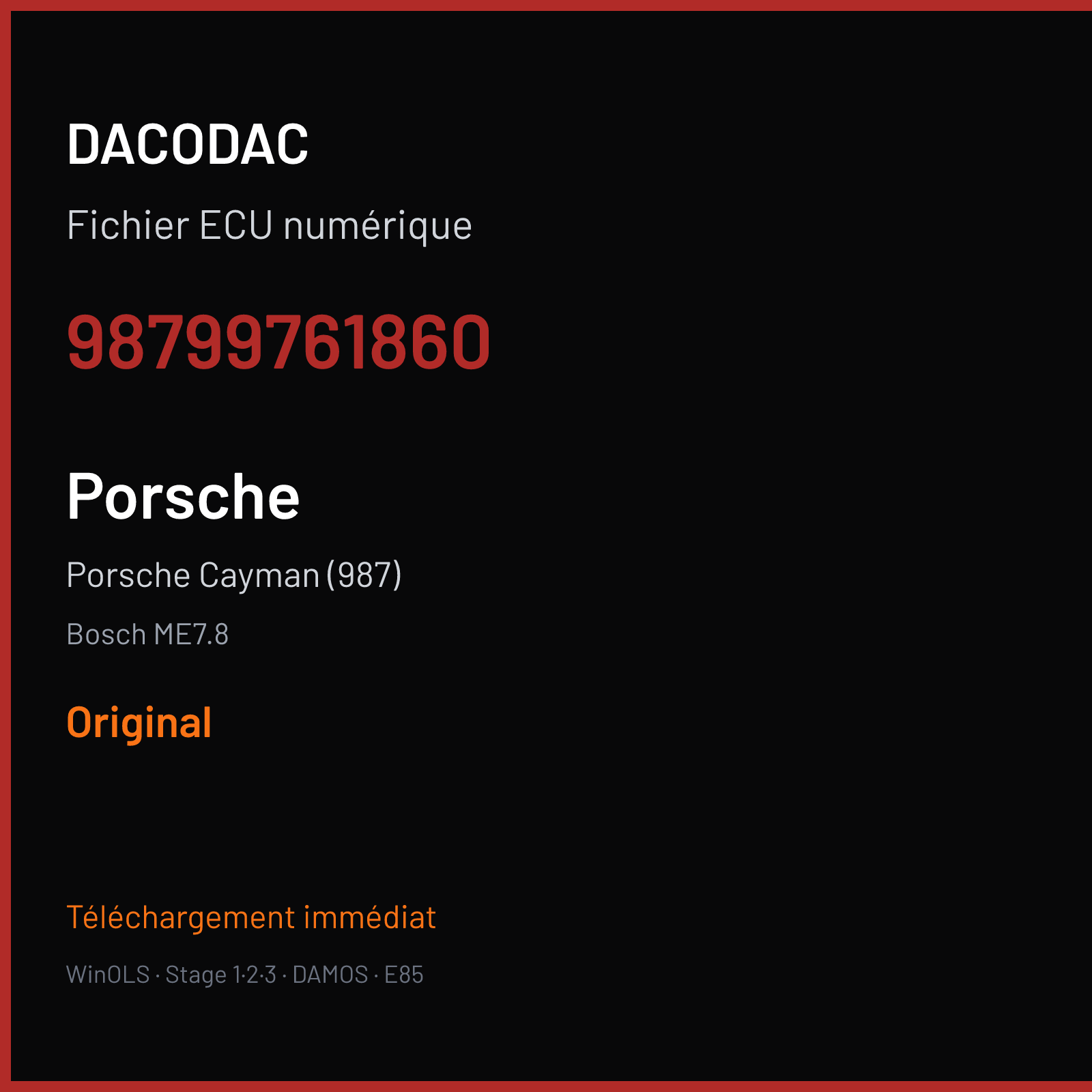 Porsche Cayman (987) (2013) — Bosch ME7.8 — 98799761860 — Original