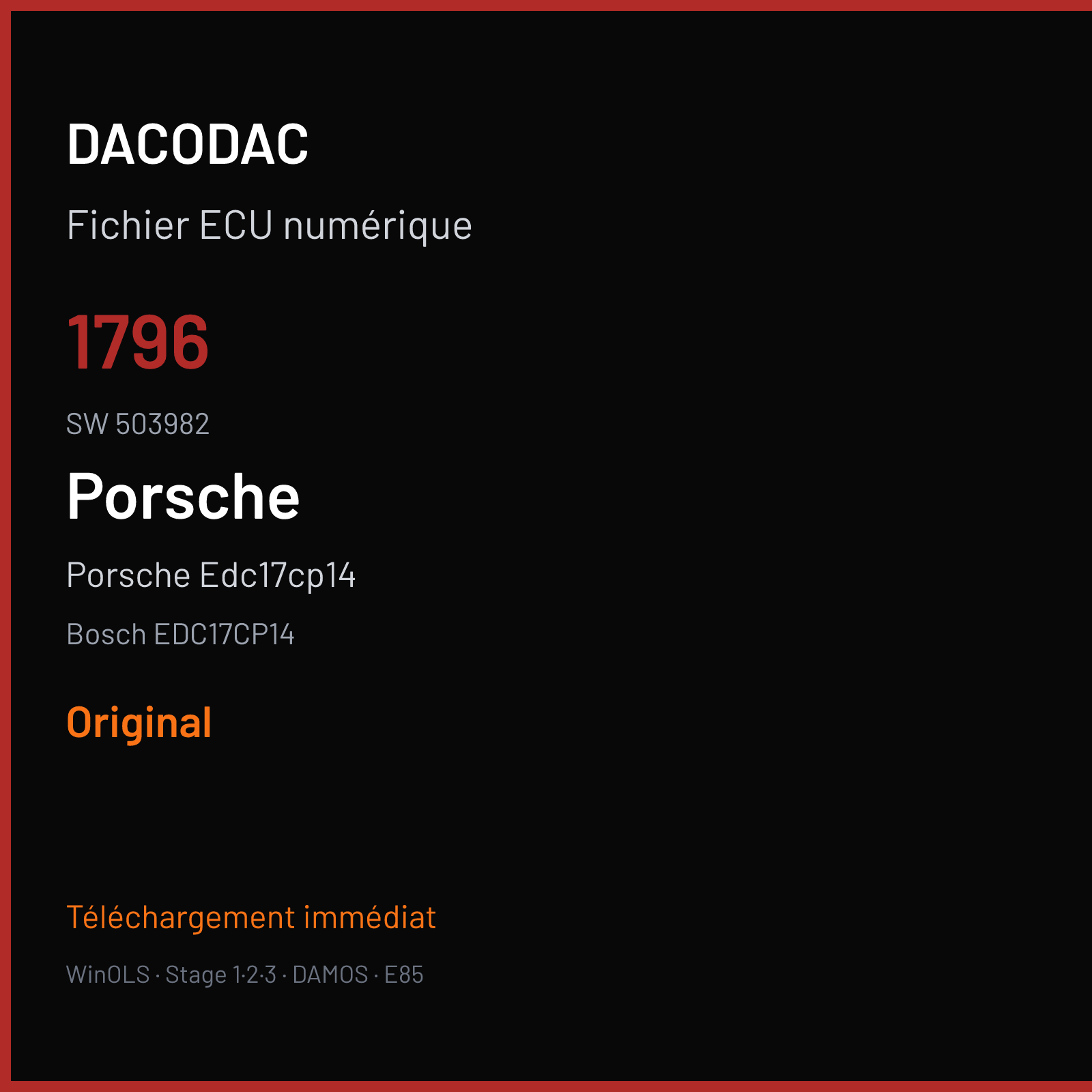 Porsche Edc17cp14 (2009) — Bosch EDC17CP14 — 1796 · 503982 — Original