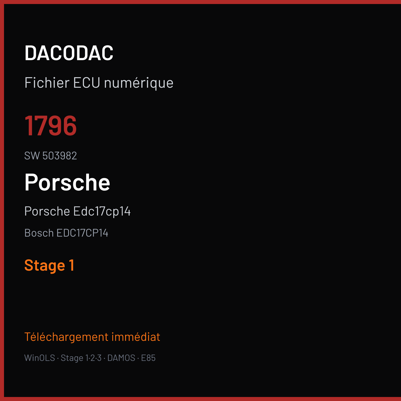 Porsche Edc17cp14 (2009) — Bosch EDC17CP14 — 1796 · 503982 — Stage 1