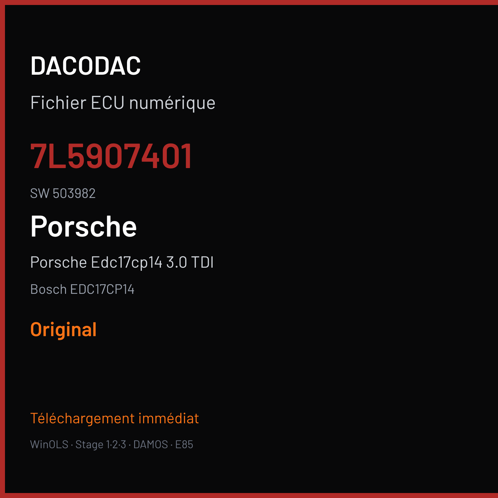 Porsche Edc17cp14 3.0 TDI — Bosch EDC17CP14 — 7L5907401 · 503982 — Original