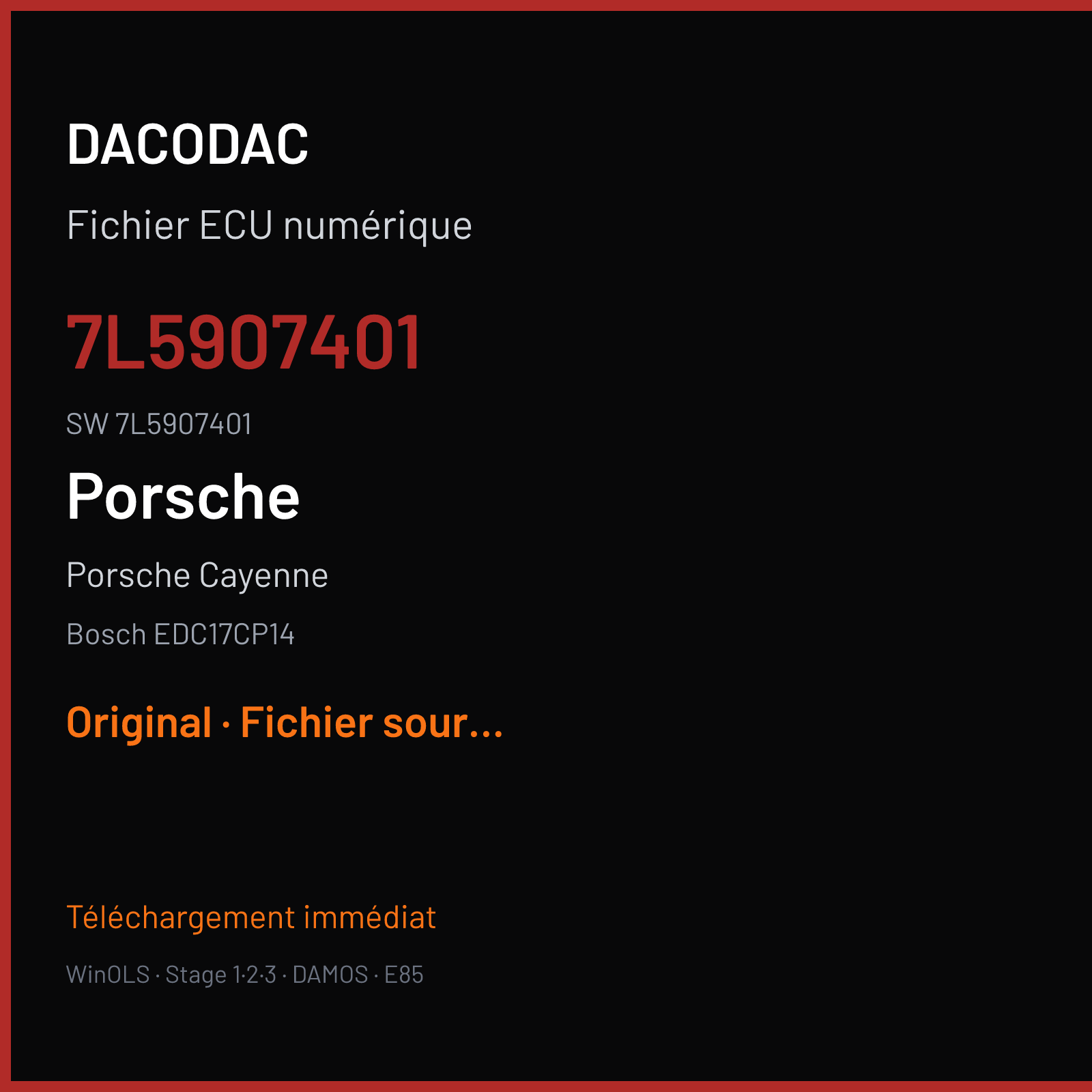 Porsche Cayenne (2010) — Bosch EDC17CP14 — 7L5907401 · 7L5907401 — Original