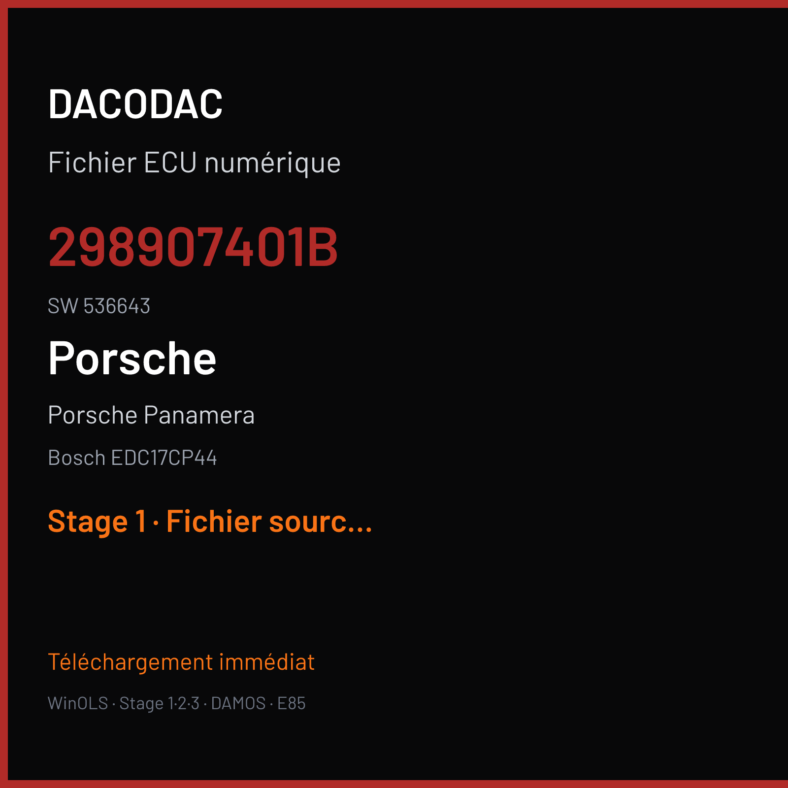 Porsche Panamera (2012) — Bosch EDC17CP44 — 298907401B · 536643 — Stage 1
