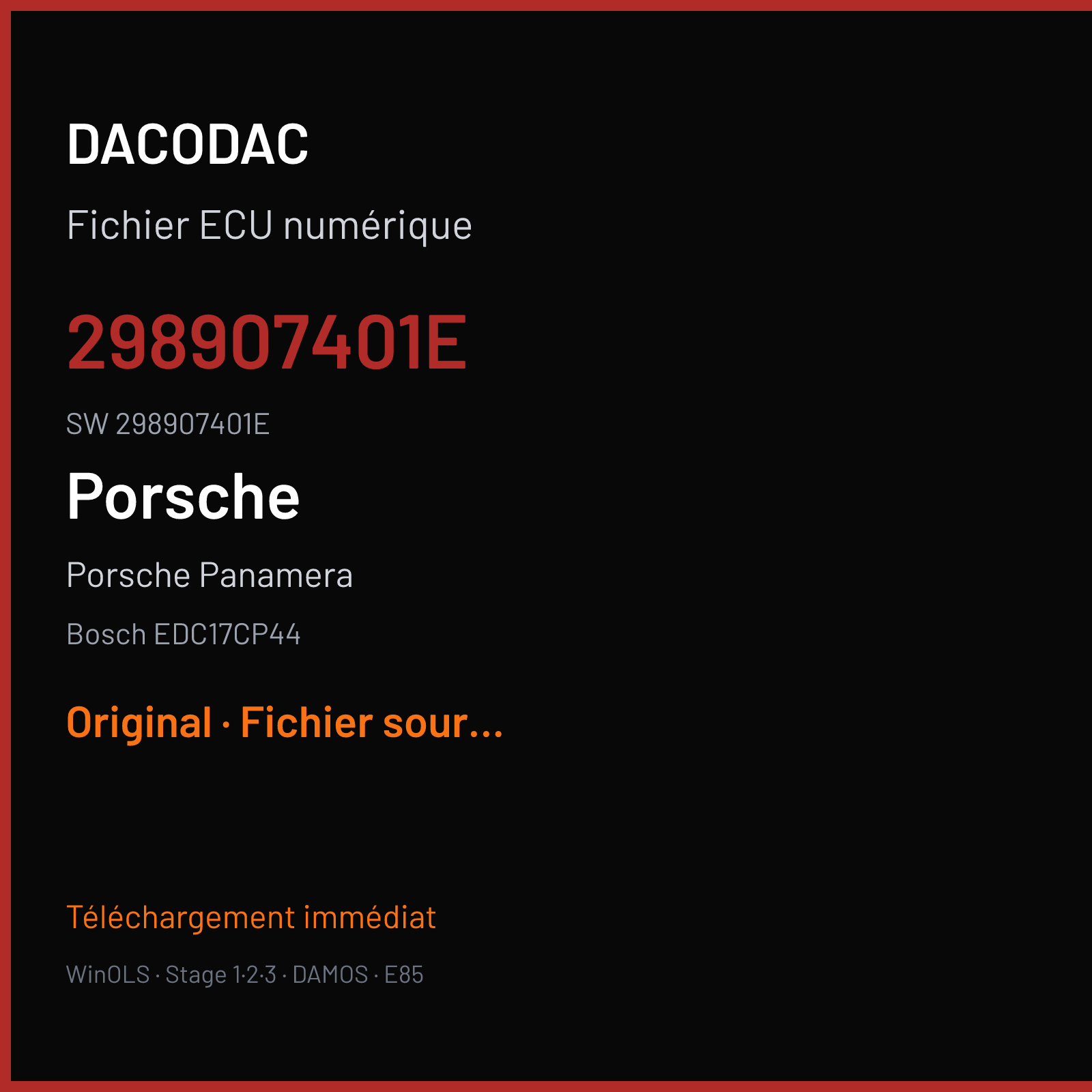 Porsche Panamera (2013) — Bosch EDC17CP44 — 298907401E · 298907401E — Original