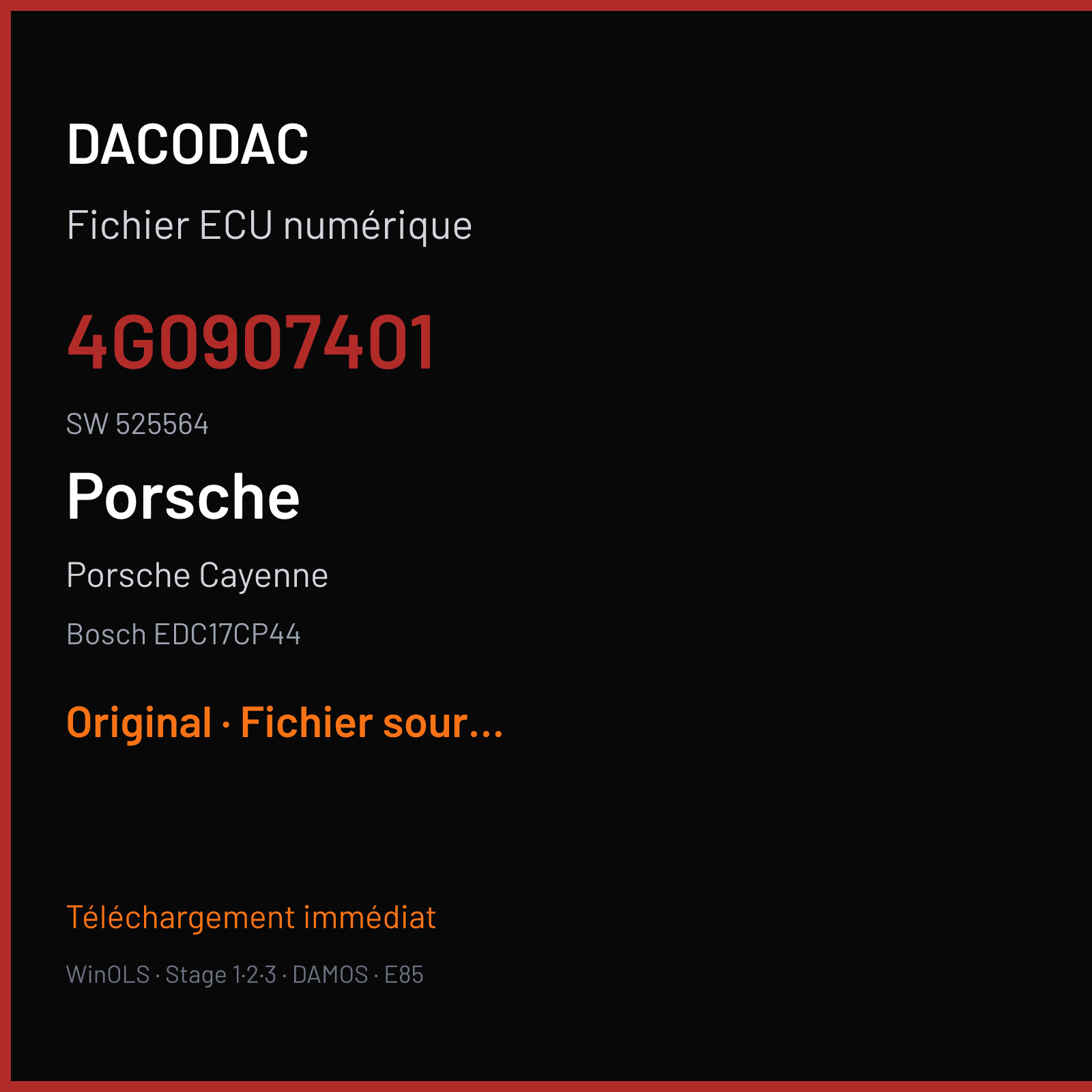 Porsche Cayenne (2013) — Bosch EDC17CP44 — 4G0907401 · 525564 — Original