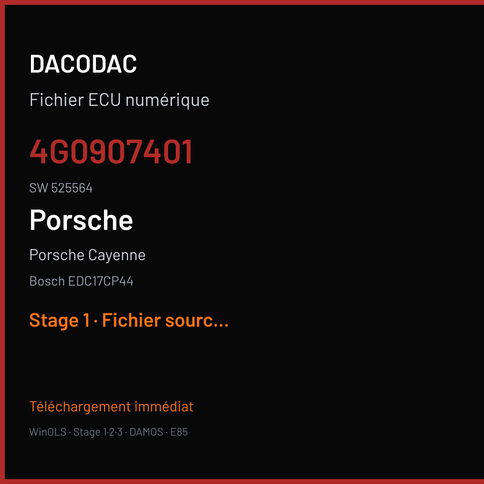 Porsche Cayenne (2013) — Bosch EDC17CP44 — 4G0907401 · 525564 — Stage 1