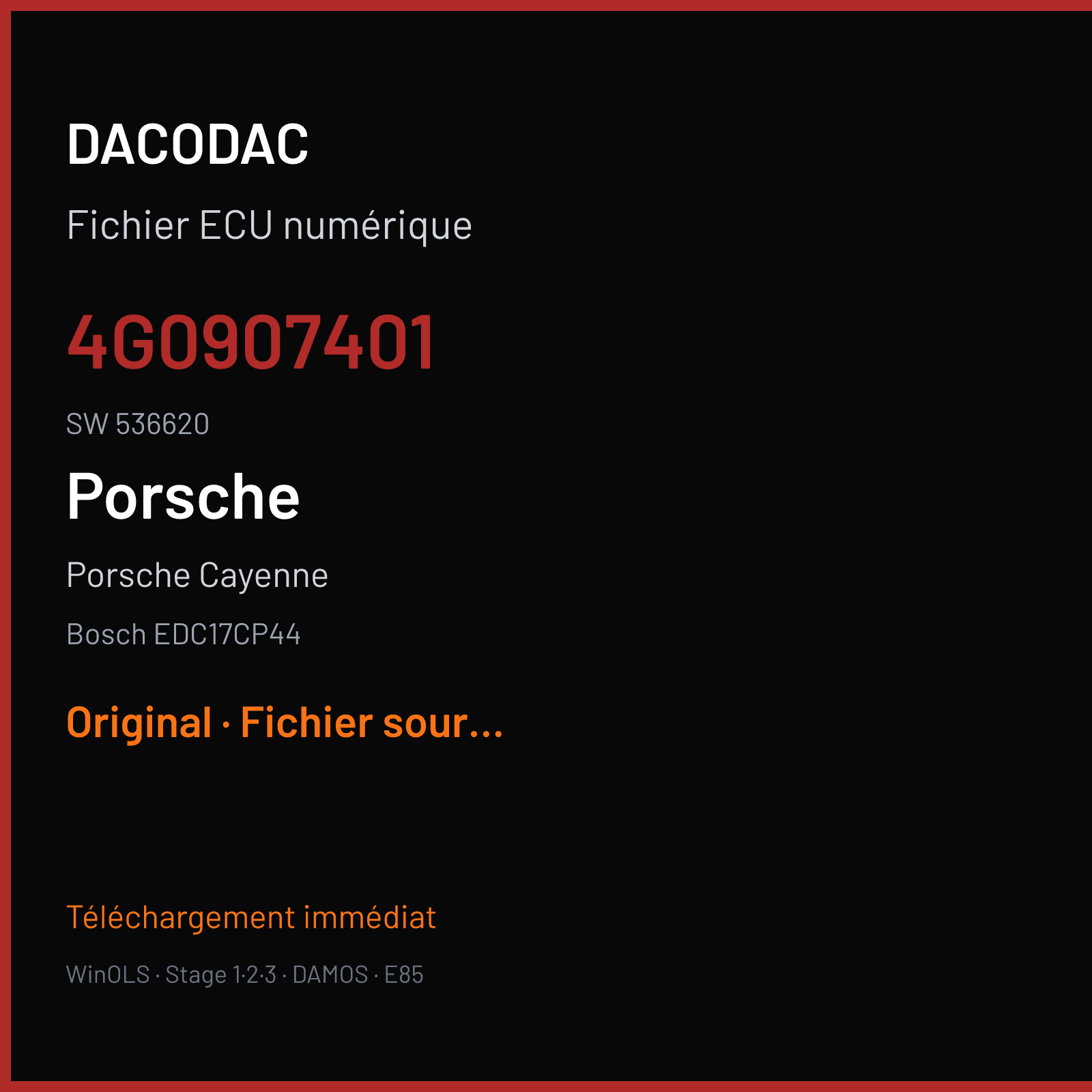 Porsche Cayenne (2014) — Bosch EDC17CP44 — 4G0907401 · 536620 — Original