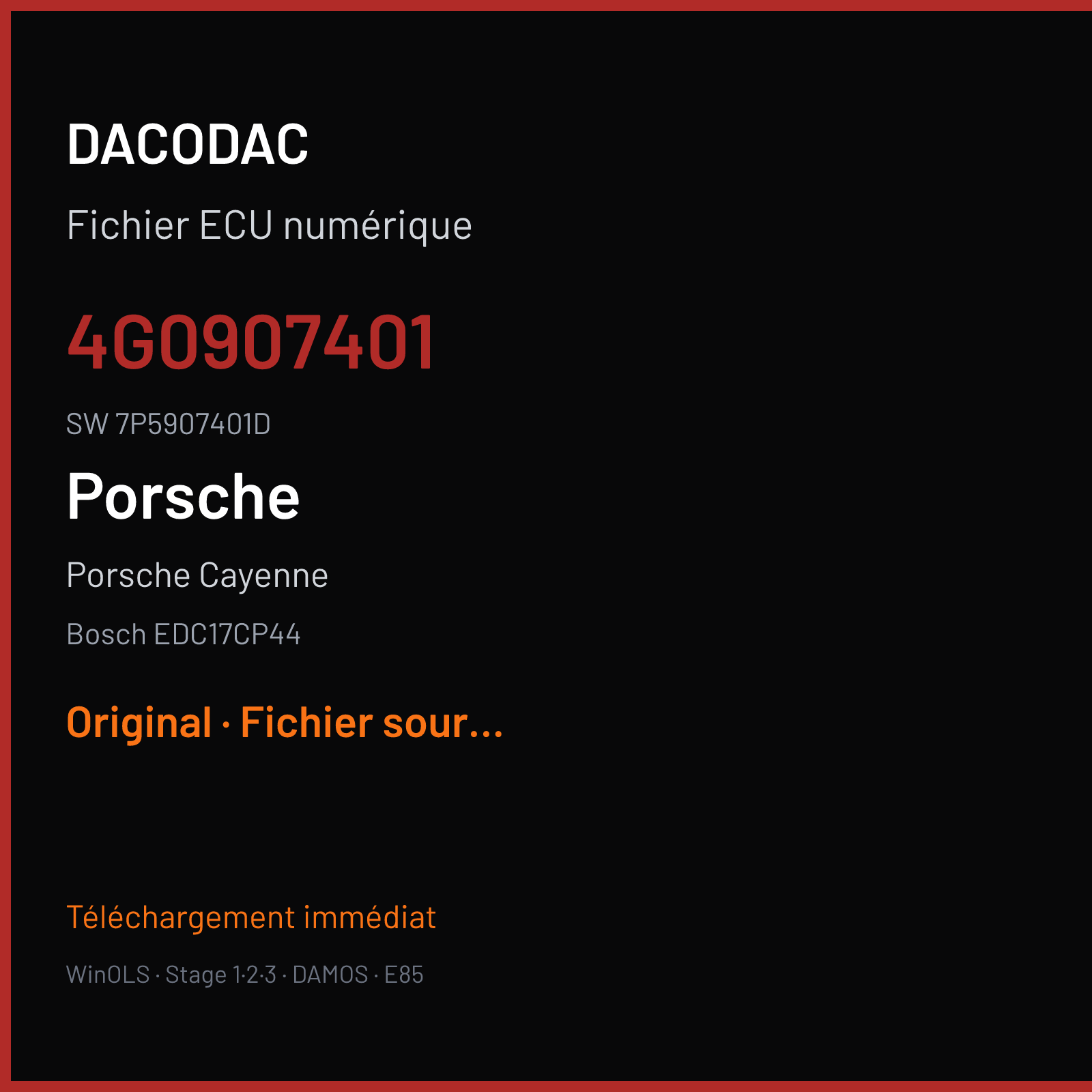Porsche Cayenne 3.0 (2013) — Bosch EDC17CP44 — 4G0907401 · 7P5907401D — Original
