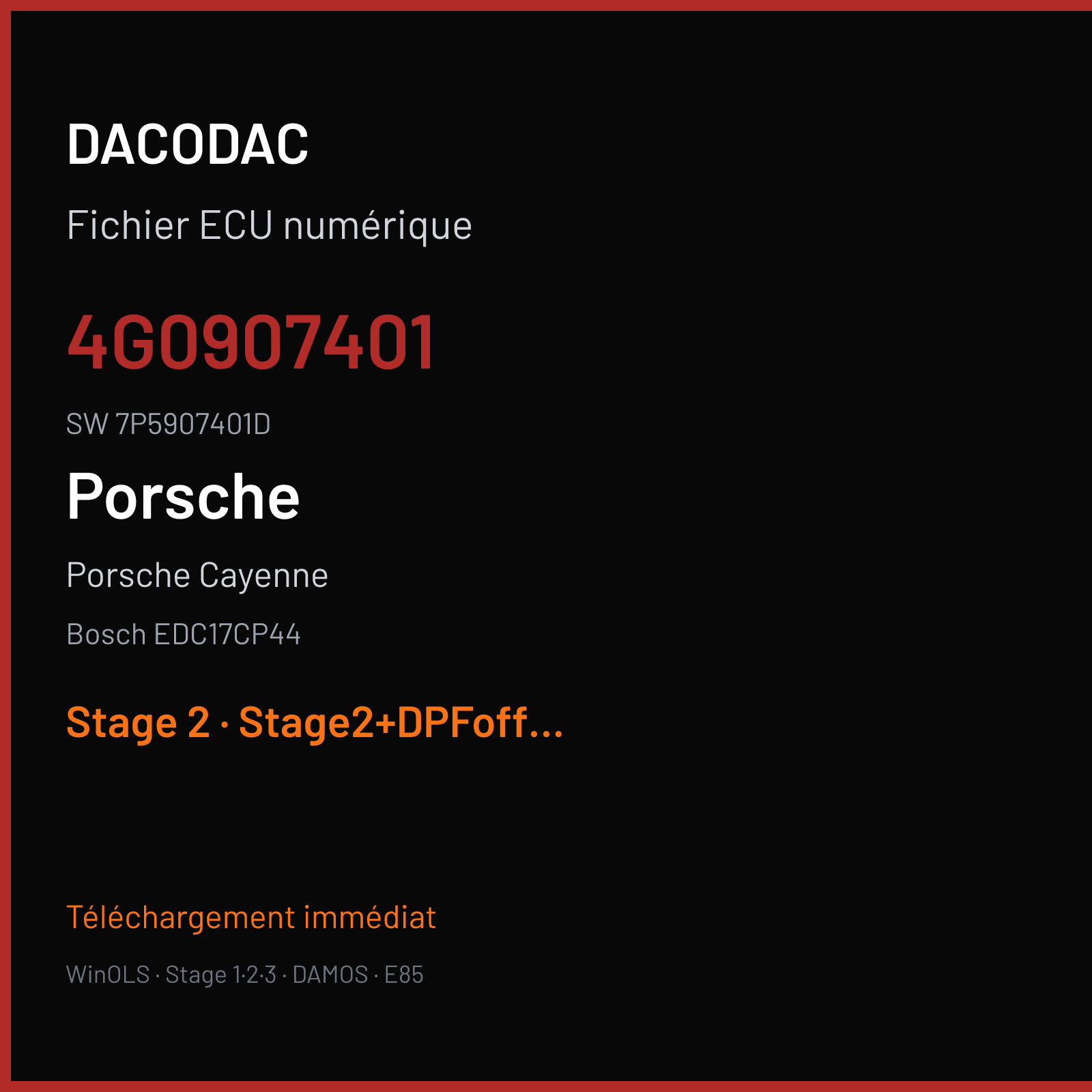 Porsche Cayenne 3.0 (2012) — Bosch EDC17CP44 — 4G0907401 · 7P5907401D — Stage 2