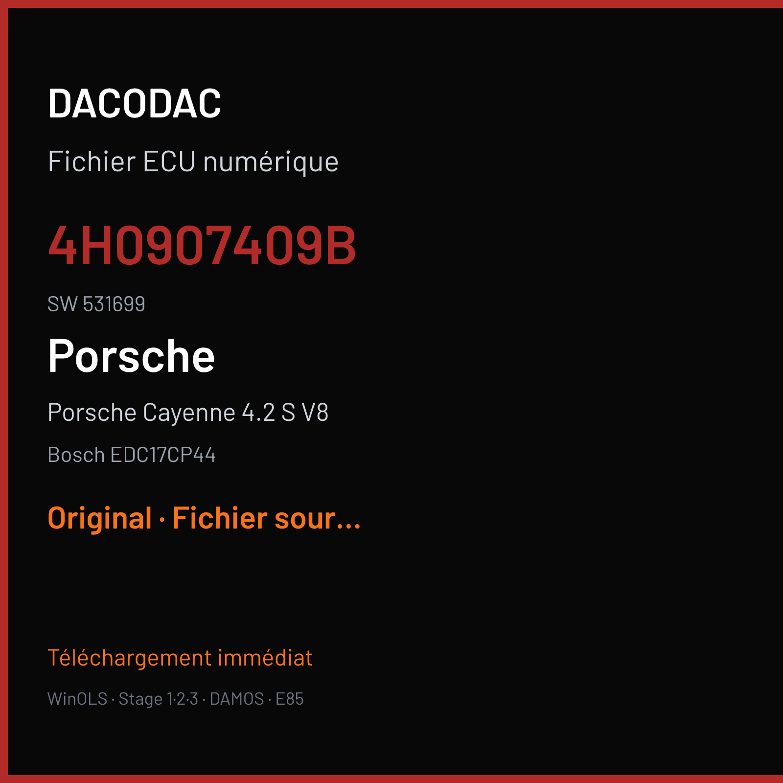 Porsche Cayenne 4.2 S V8 (2010) — Bosch EDC17CP44 — 4H0907409B · 531699 — Original