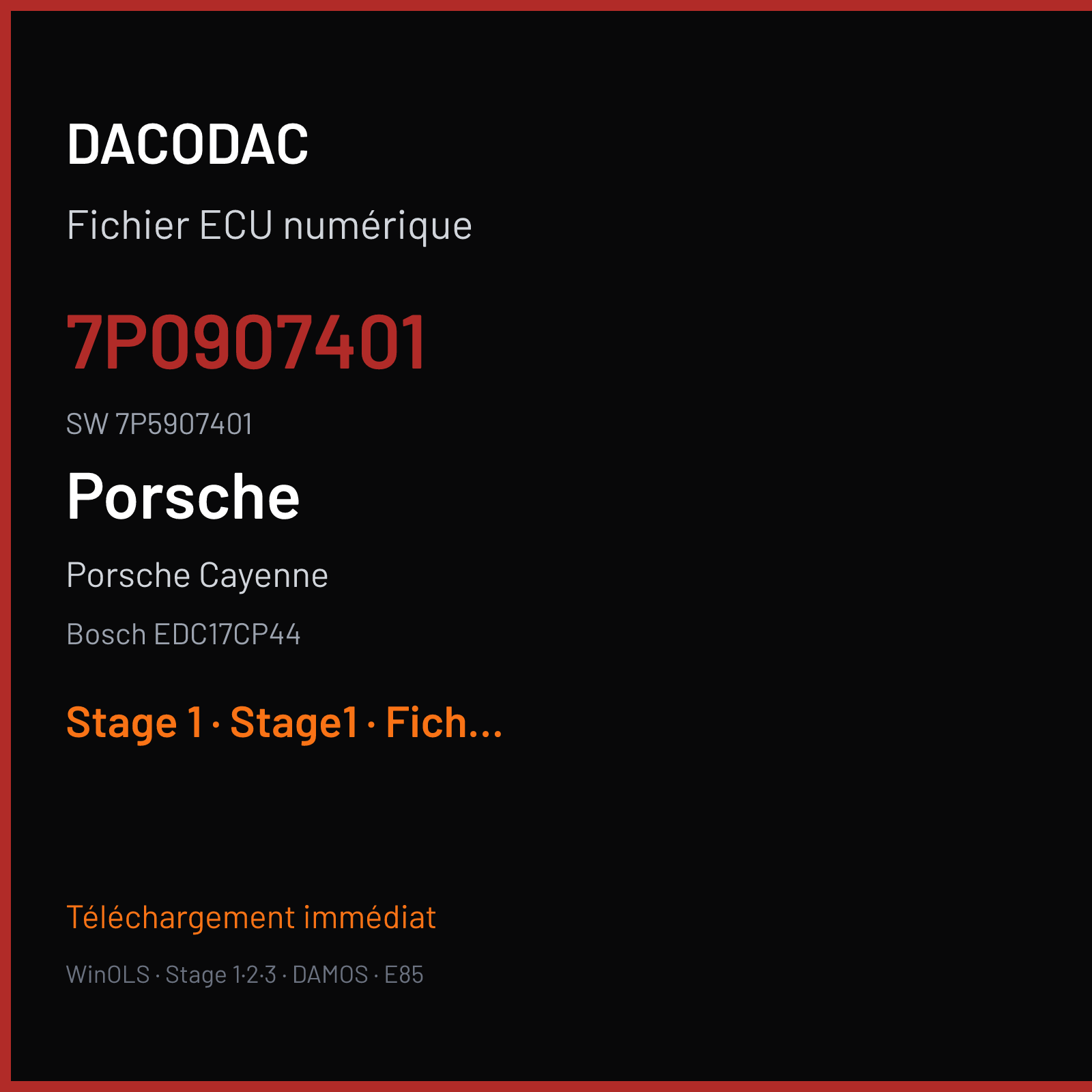 Porsche Cayenne (2010) — Bosch EDC17CP44 — 7P0907401 · 7P5907401 — Stage 1