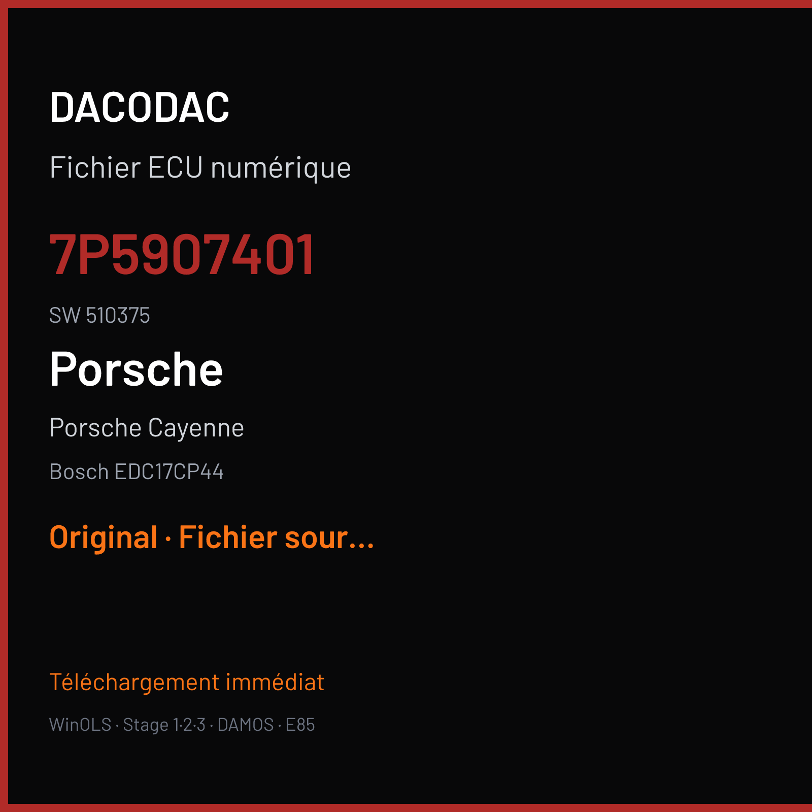Porsche Cayenne (2010) — Bosch EDC17CP44 — 7P5907401 · 510375 — Original