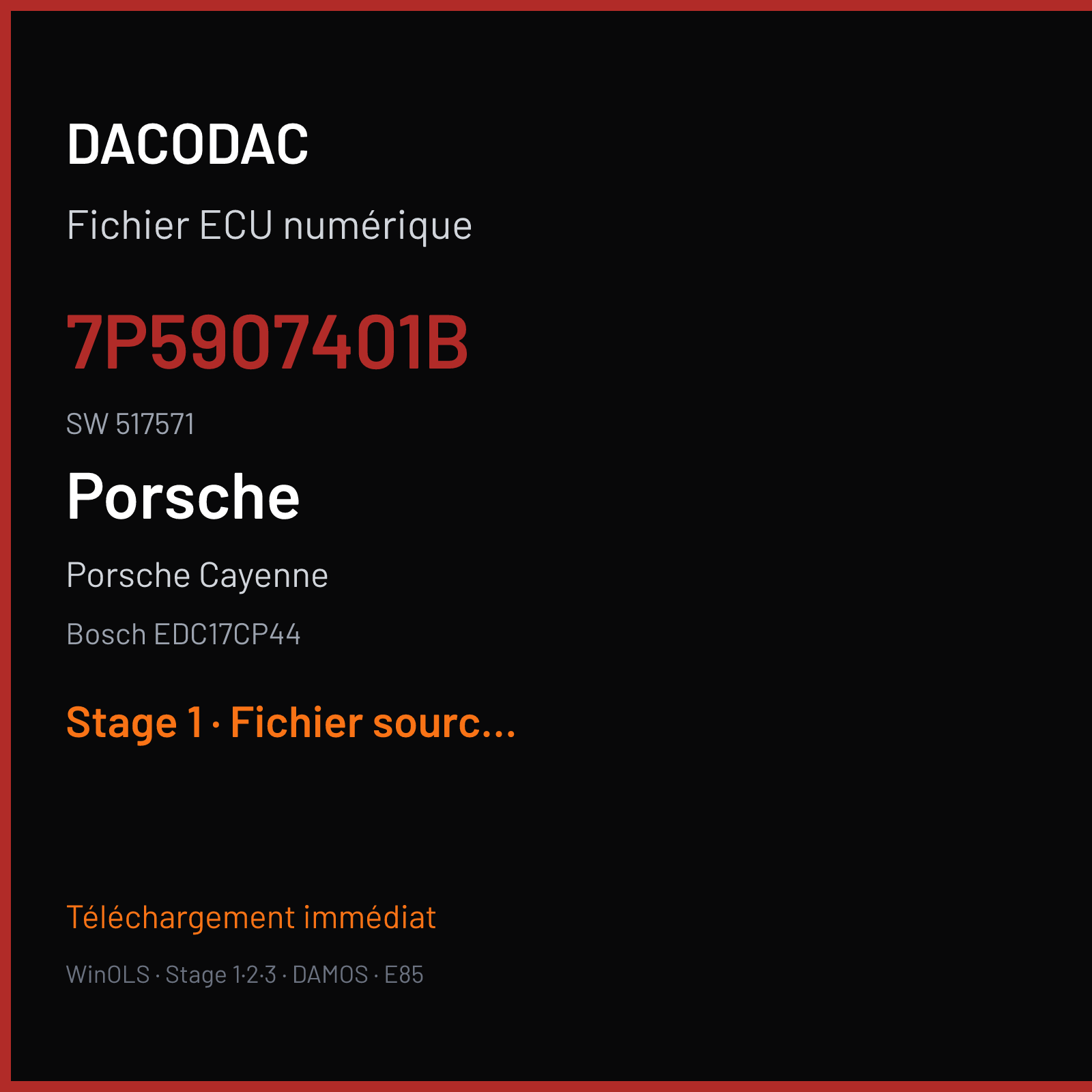 Porsche Cayenne (2012) — Bosch EDC17CP44 — 7P5907401B · 517571 — Stage 1
