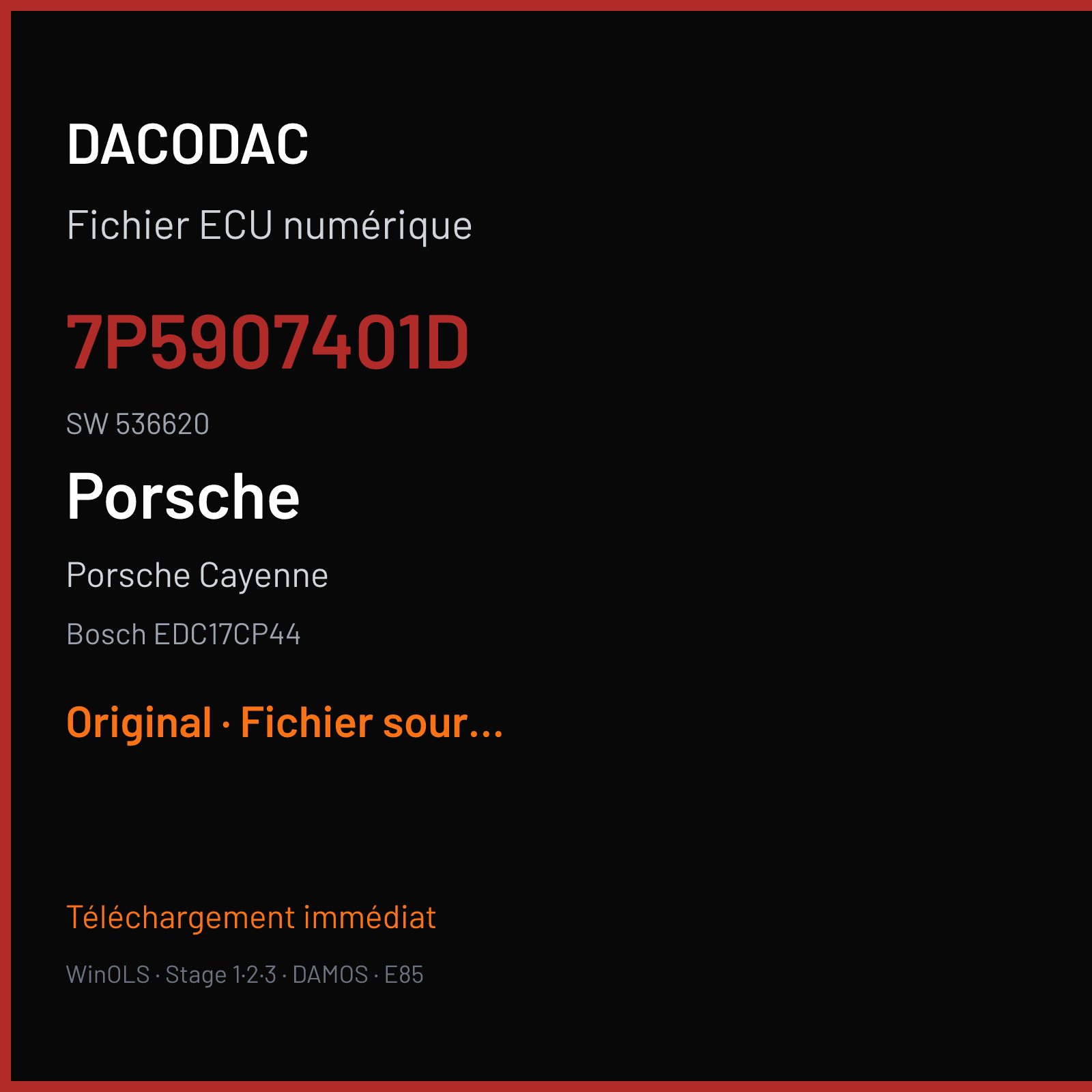 Porsche Cayenne (2014) — Bosch EDC17CP44 — 7P5907401D · 536620 — Original