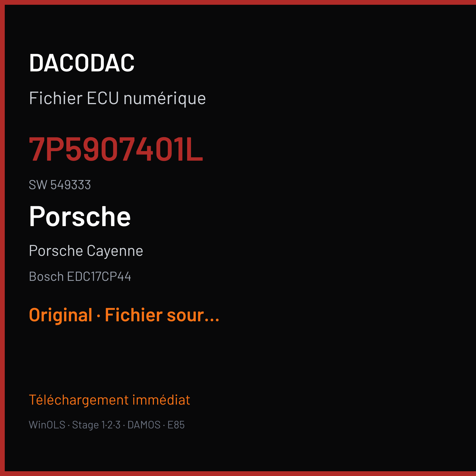 Porsche Cayenne (2018) — Bosch EDC17CP44 — 7P5907401L · 549333 — Original
