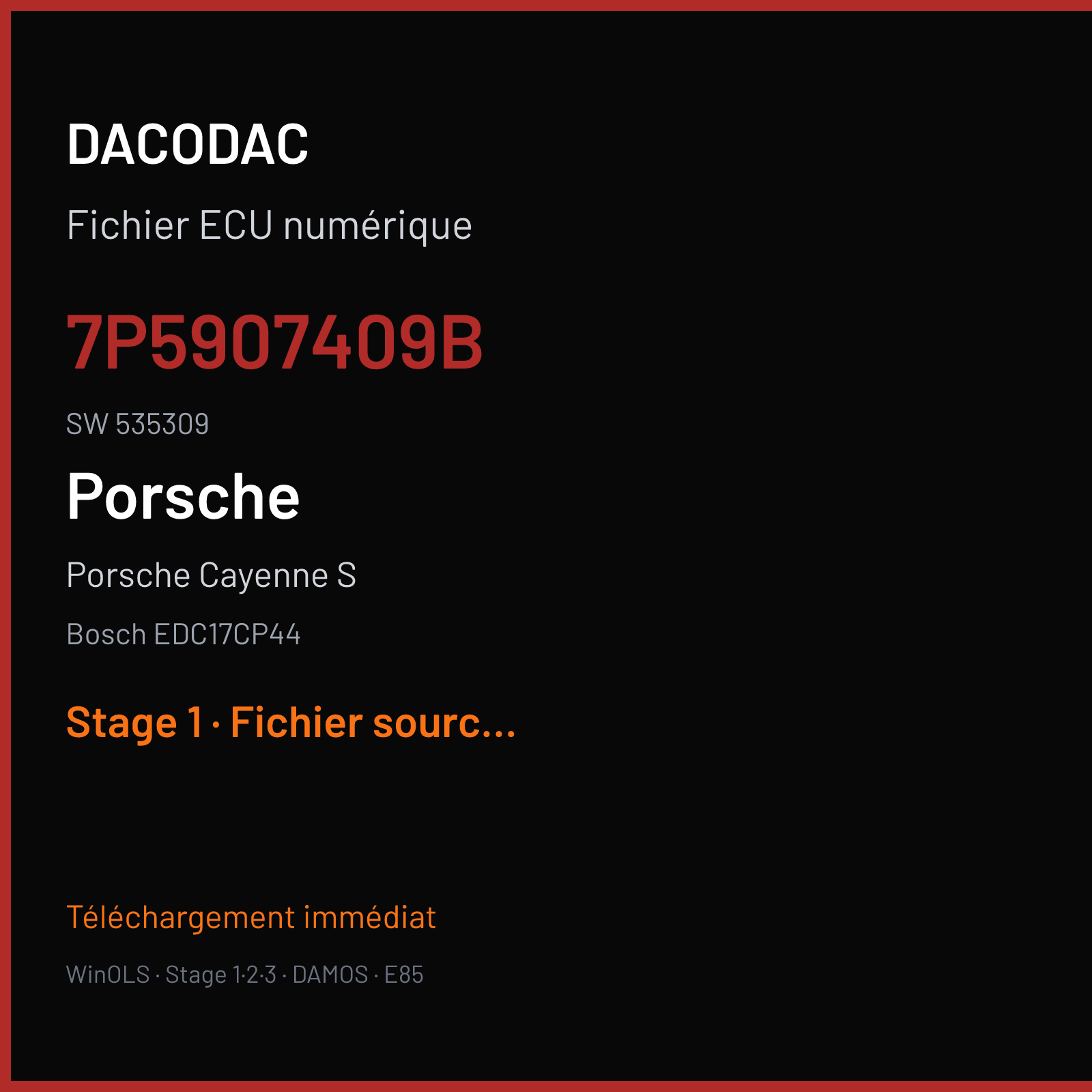 Porsche Cayenne S (2014) — Bosch EDC17CP44 — 7P5907409B · 535309 — Stage 1