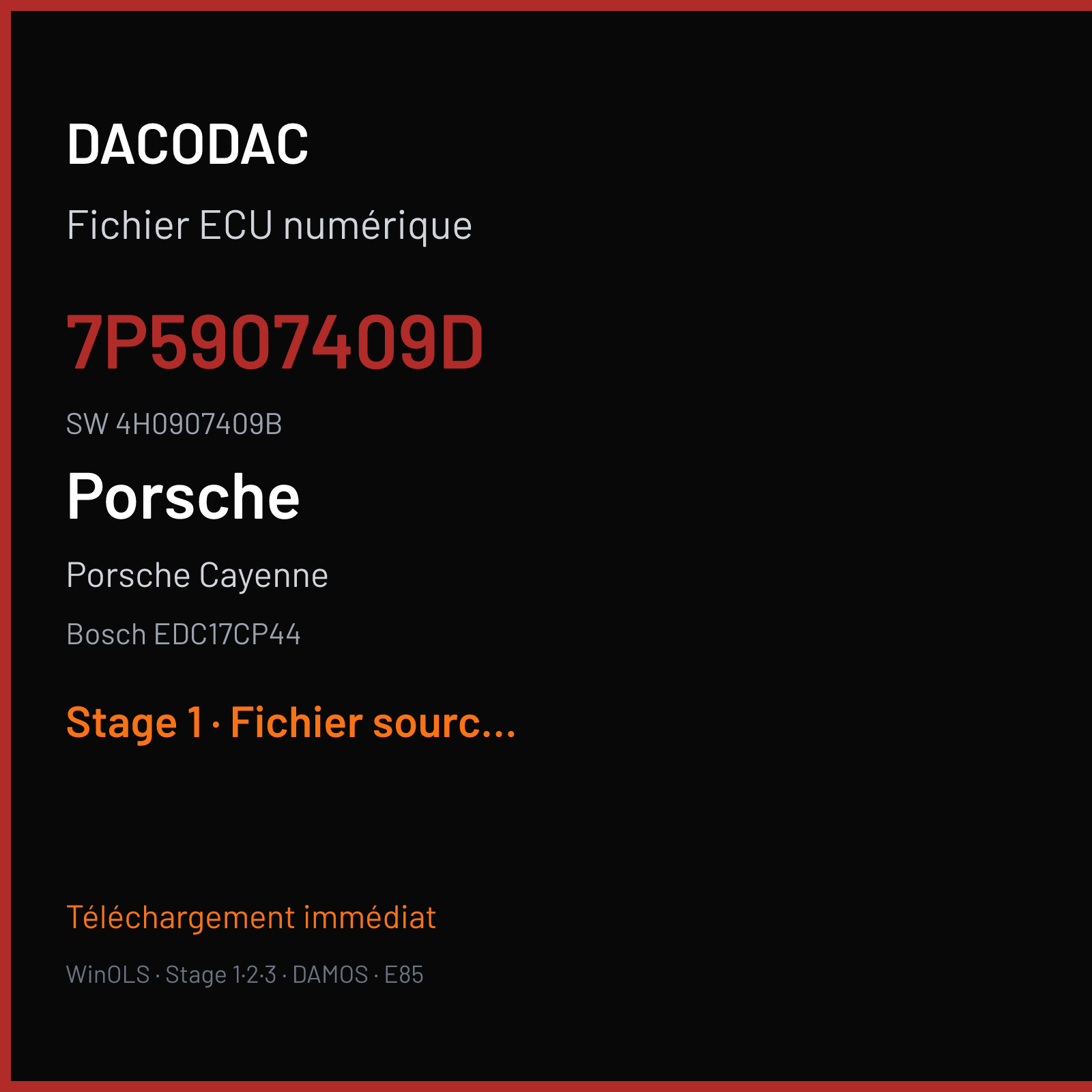 Porsche Cayenne 381 ch (2014) — Bosch EDC17CP44 — 7P5907409D · 4H0907409B · 536601 — Stage 1