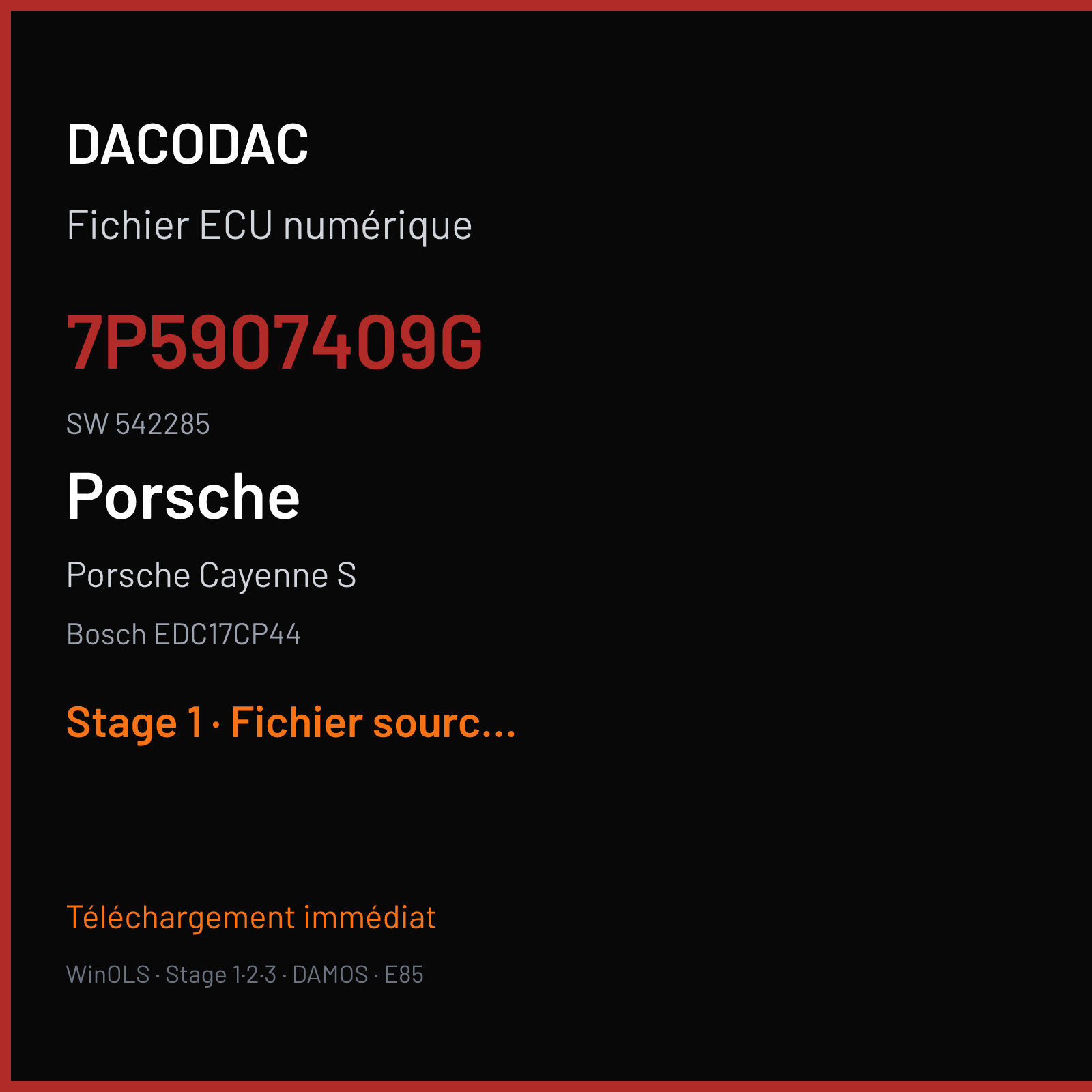 Porsche Cayenne S (2014) — Bosch EDC17CP44 — 7P5907409G · 542285 — Stage 1