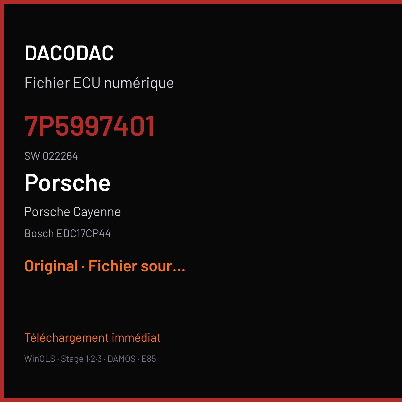 Porsche Cayenne (2011) — Bosch EDC17CP44 — 7P5997401 · 022264 — Original
