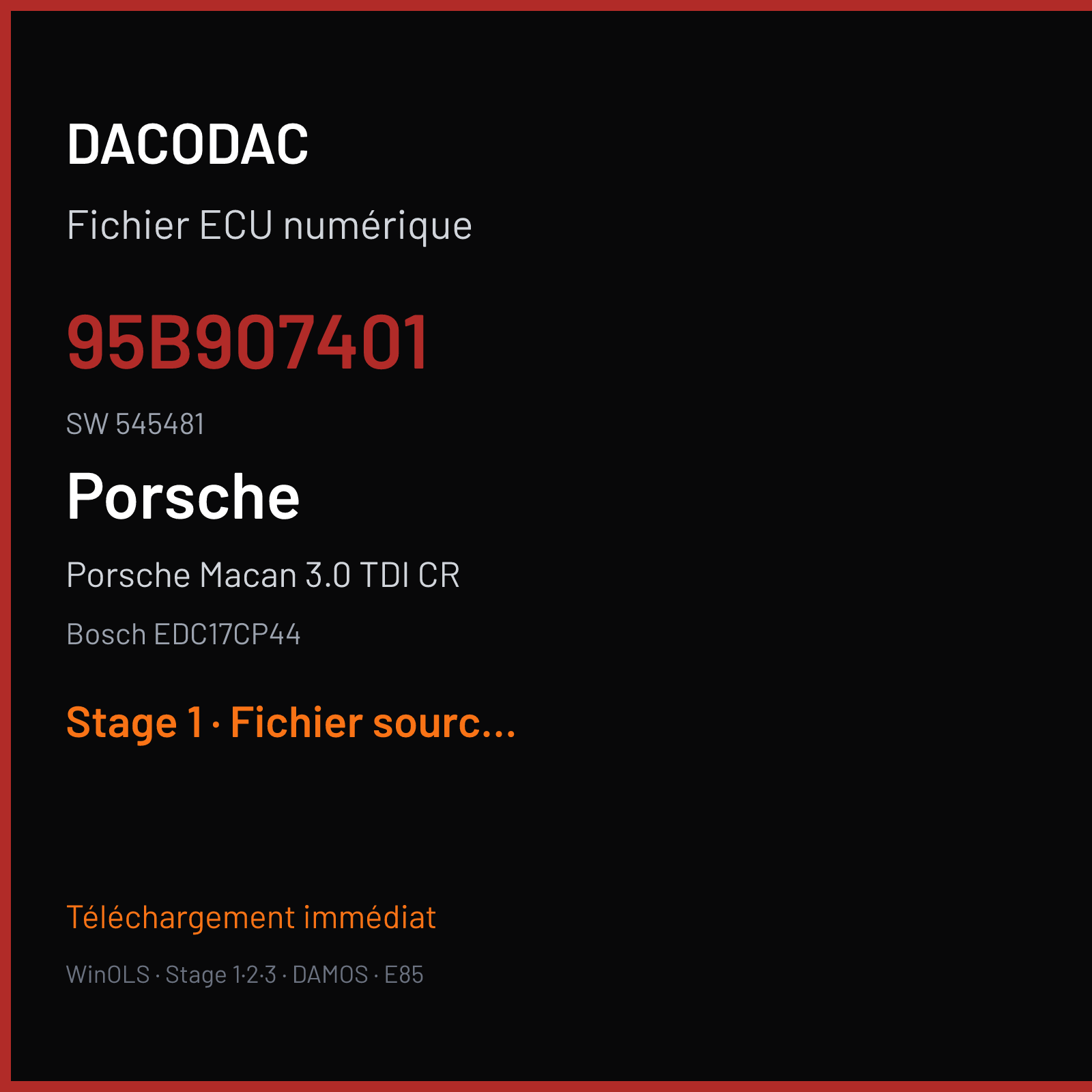 Porsche Macan 3.0 TDI CR (2013) — Bosch EDC17CP44 — 95B907401 · 545481 — Stage 1