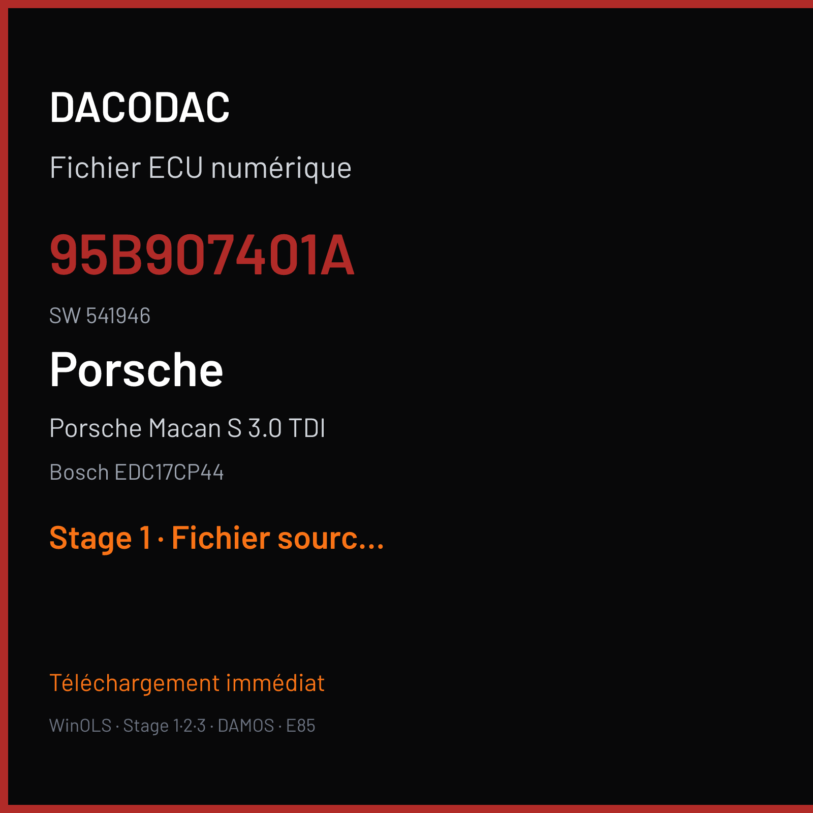 Porsche Macan S 3.0 TDI (2014) — Bosch EDC17CP44 — 95B907401A · 541946 — Stage 1