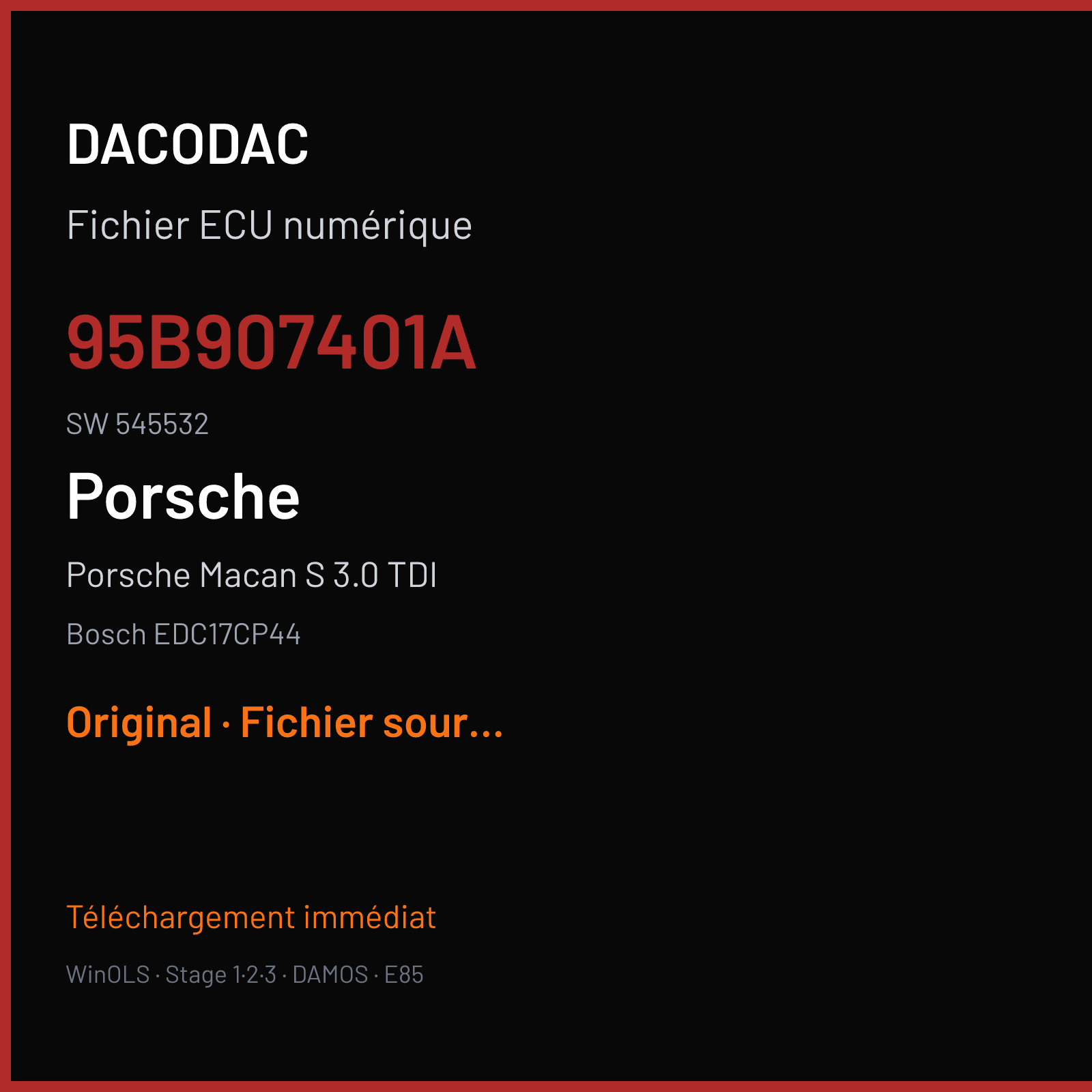 Porsche Macan S 3.0 TDI (2014) — Bosch EDC17CP44 — 95B907401A · 545532 — Original