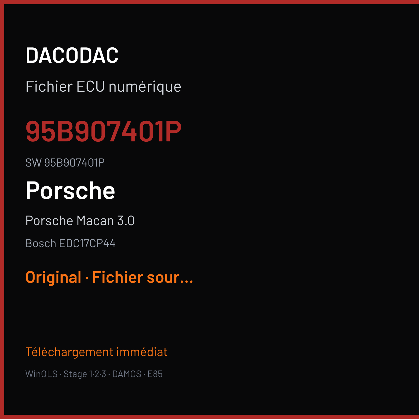 Porsche Macan 3.0 — Bosch EDC17CP44 — 95B907401P · 95B907401P — Original