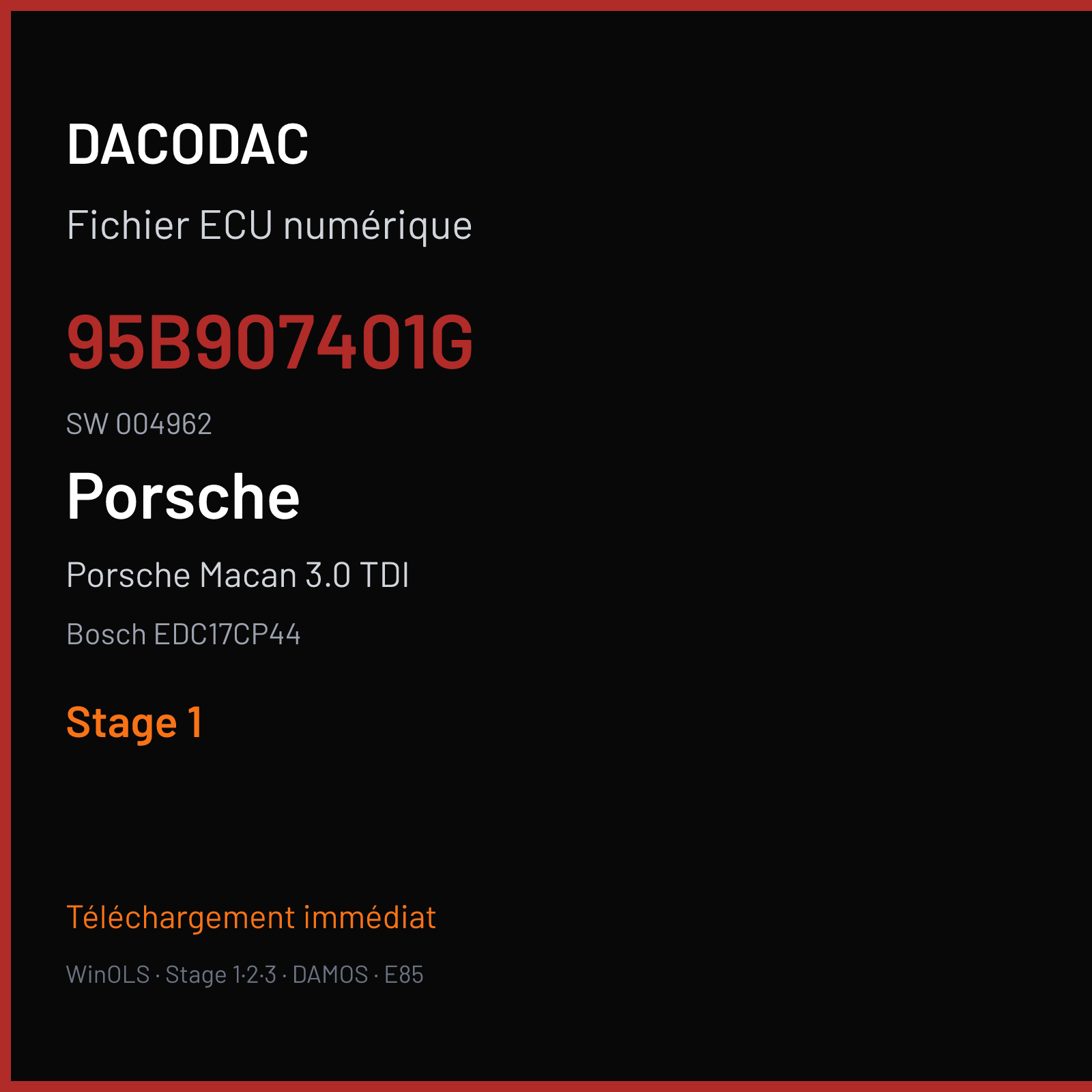 Porsche Macan 3.0 TDI (2015) — Bosch EDC17CP44 — 95B907401G · 004962 — Stage 1