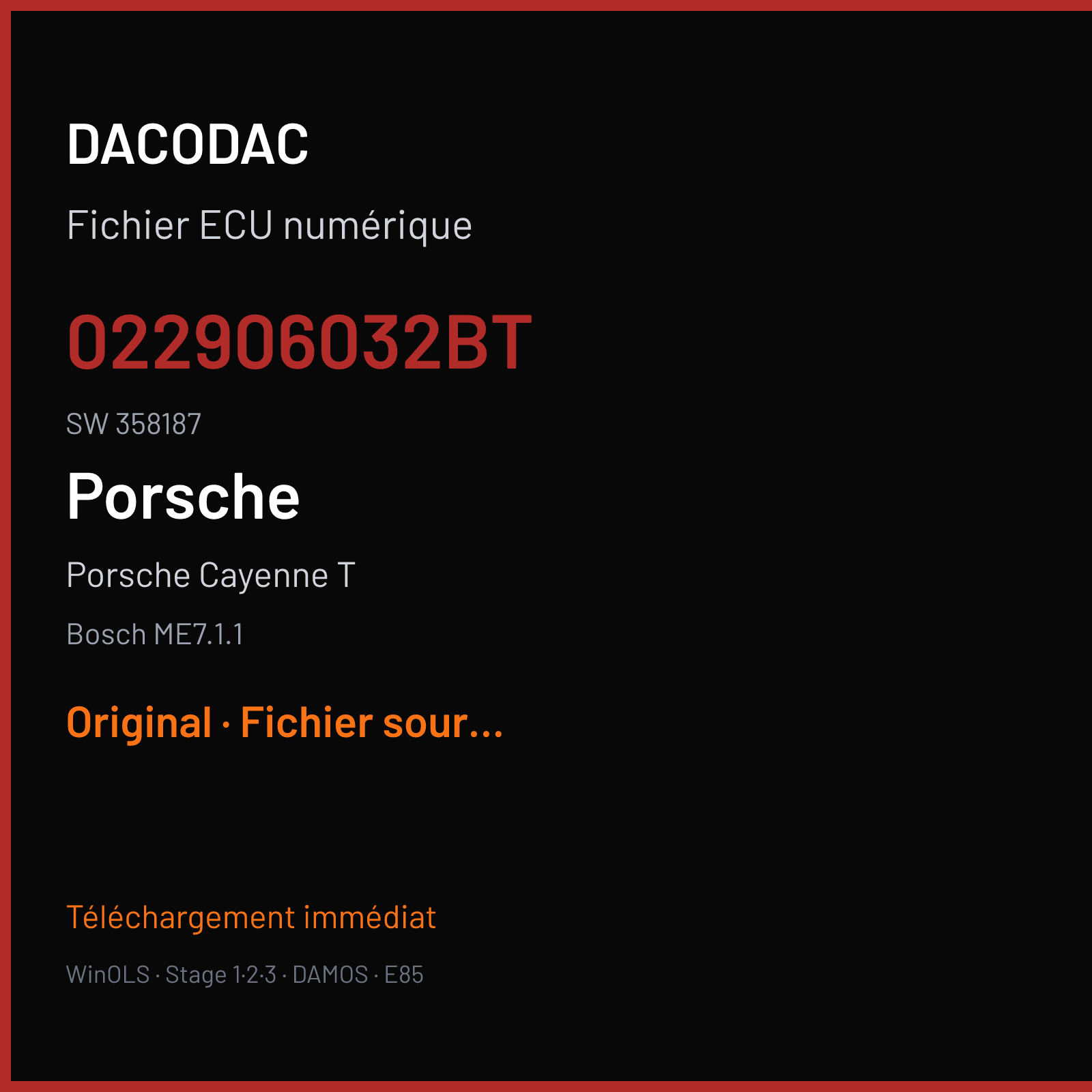 Porsche Cayenne T — Bosch ME7.1.1 — 022906032BT · 358187 — Original