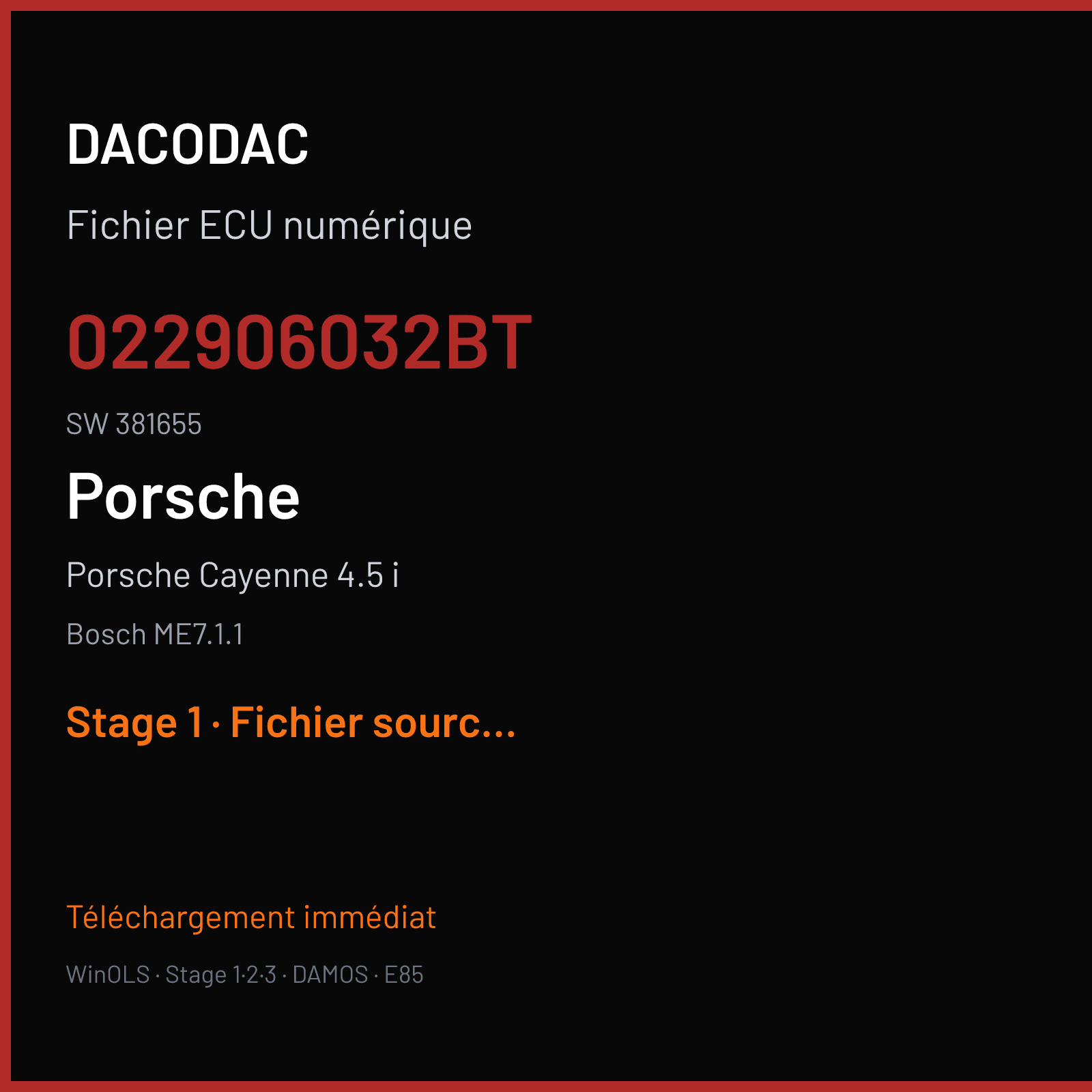 Porsche Cayenne 4.5 i (2004) — Bosch ME7.1.1 — 022906032BT · 381655 — Stage 1