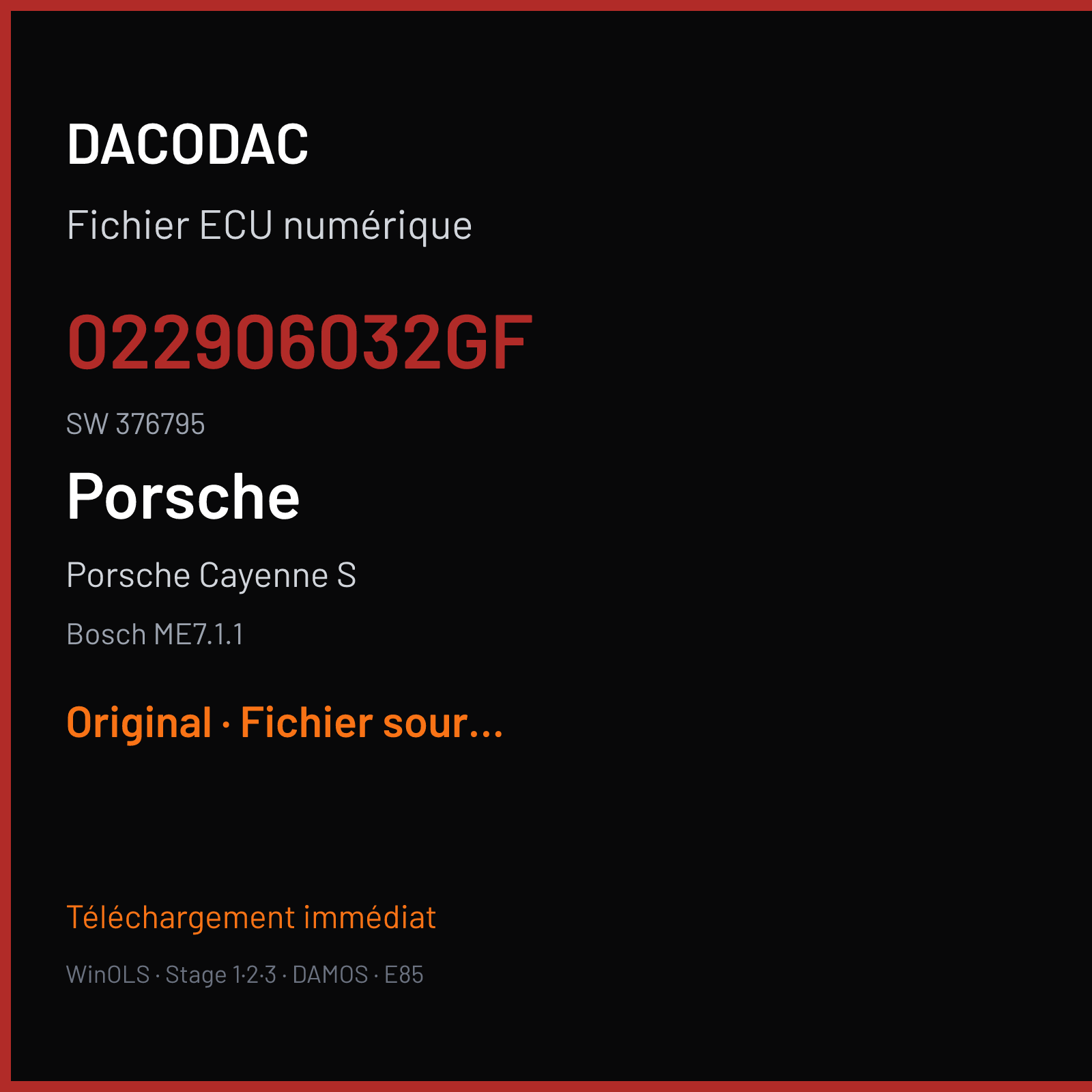 Porsche Cayenne S (2005) — Bosch ME7.1.1 — 022906032GF · 376795 — Original