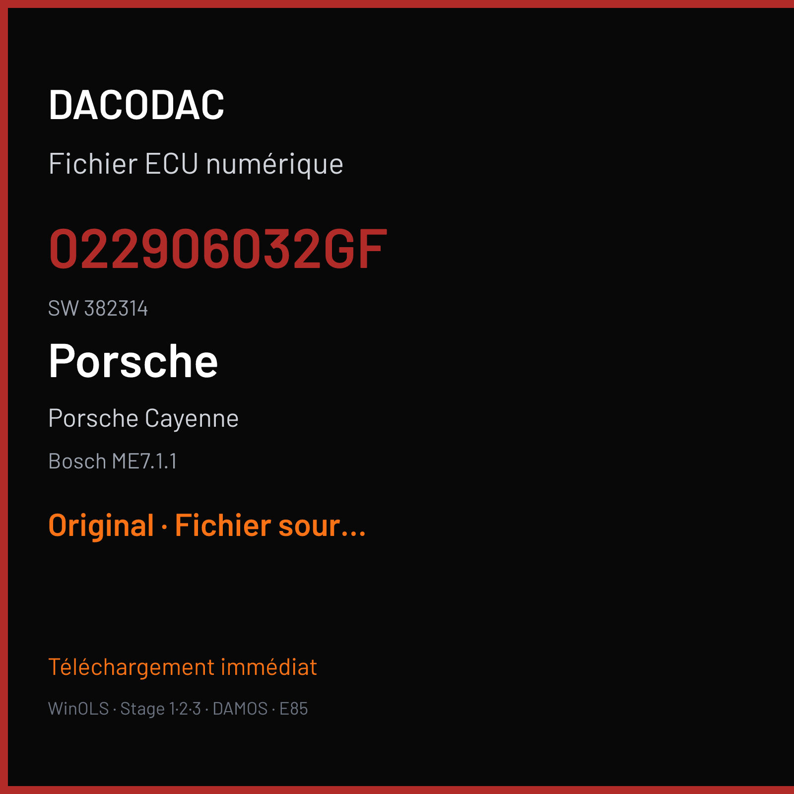 Porsche Cayenne (2004) — Bosch ME7.1.1 — 022906032GF · 382314 — Original