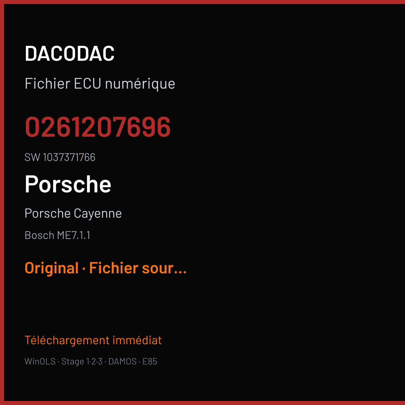 Porsche Cayenne (2003) — Bosch ME7.1.1 — 0261207696 · 1037371766 — Original
