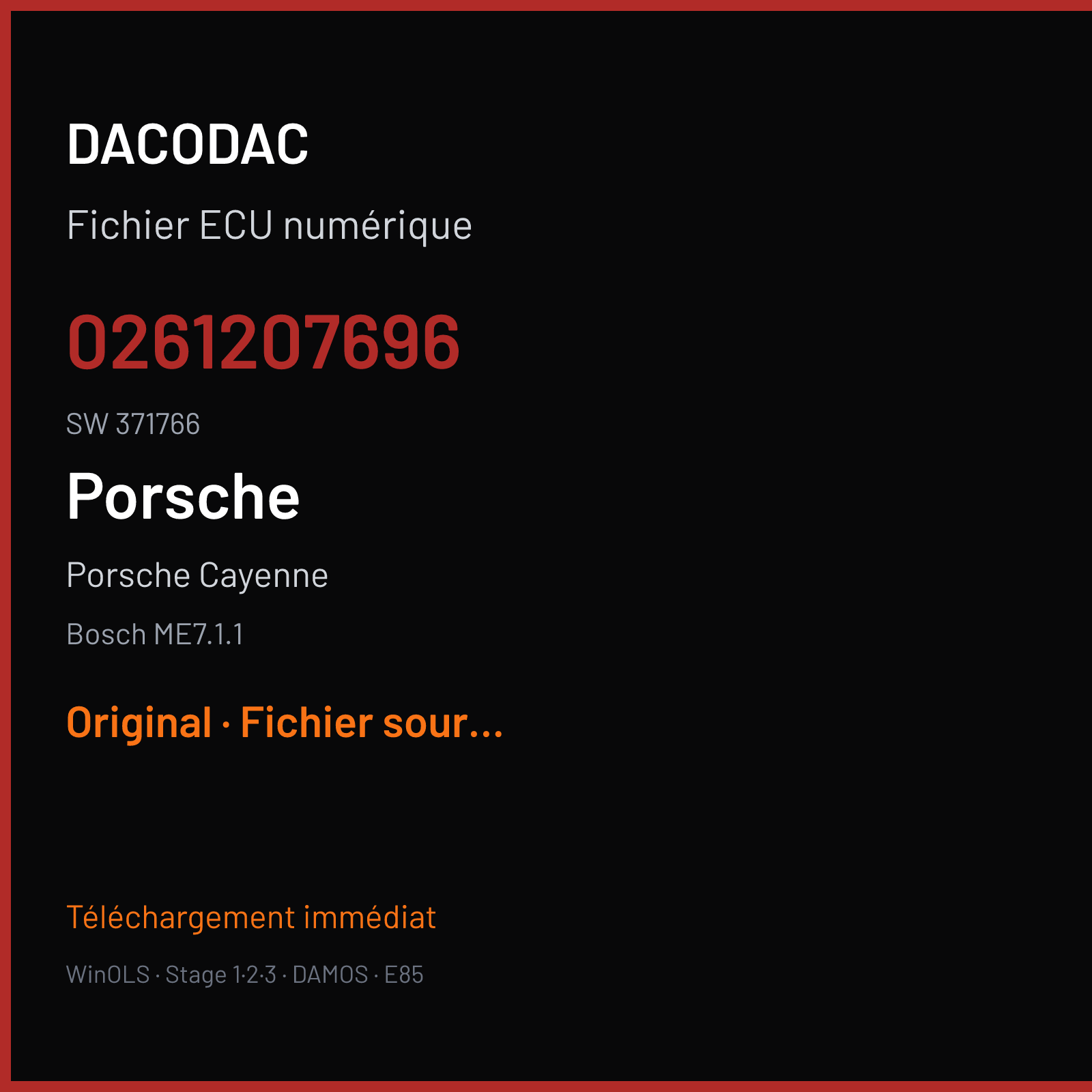Porsche Cayenne (2003) — Bosch ME7.1.1 — 0261207696 · 371766 — Original