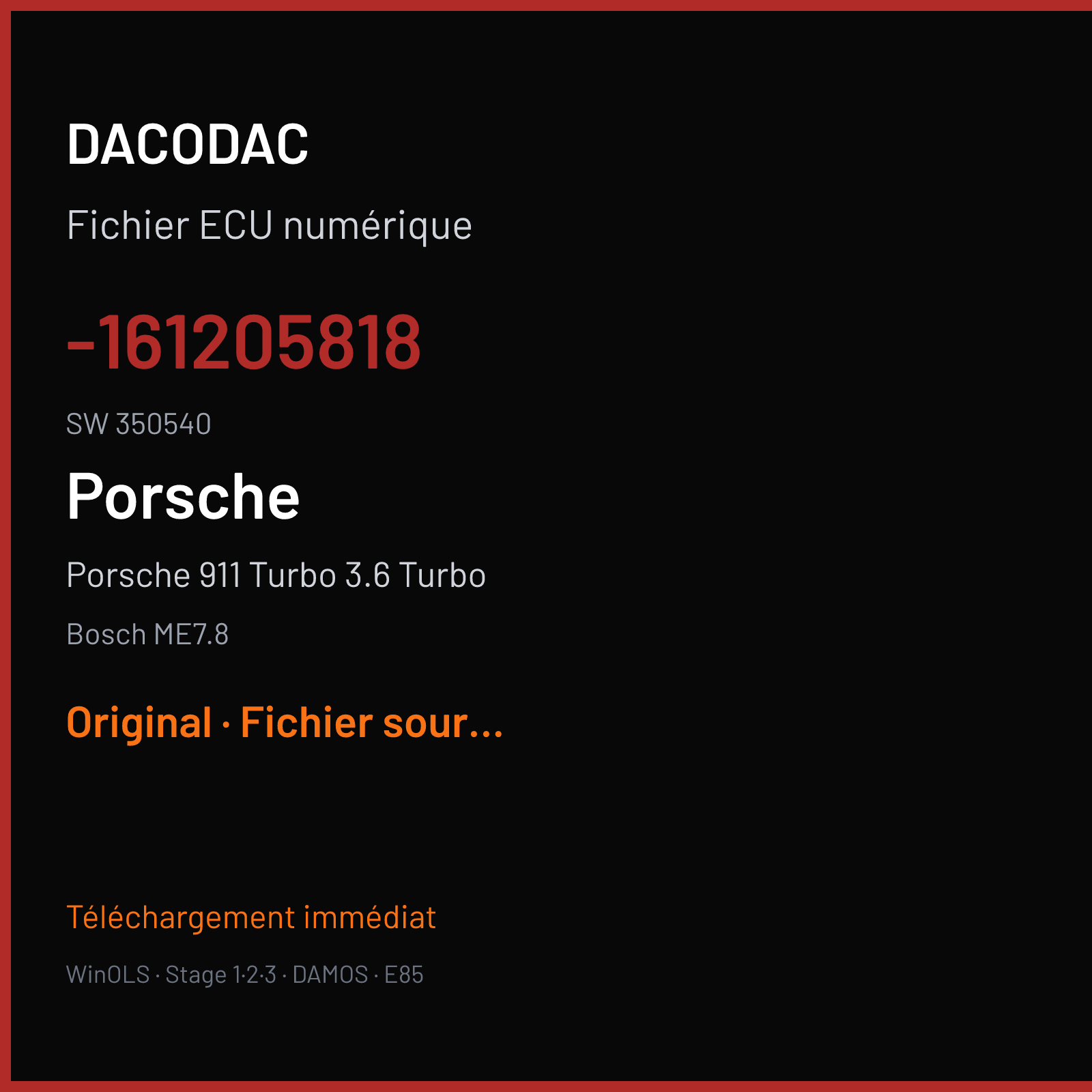 Porsche 911 Turbo 3.6 Turbo (2003) — Bosch ME7.8 — -161205818 · 350540 — Original