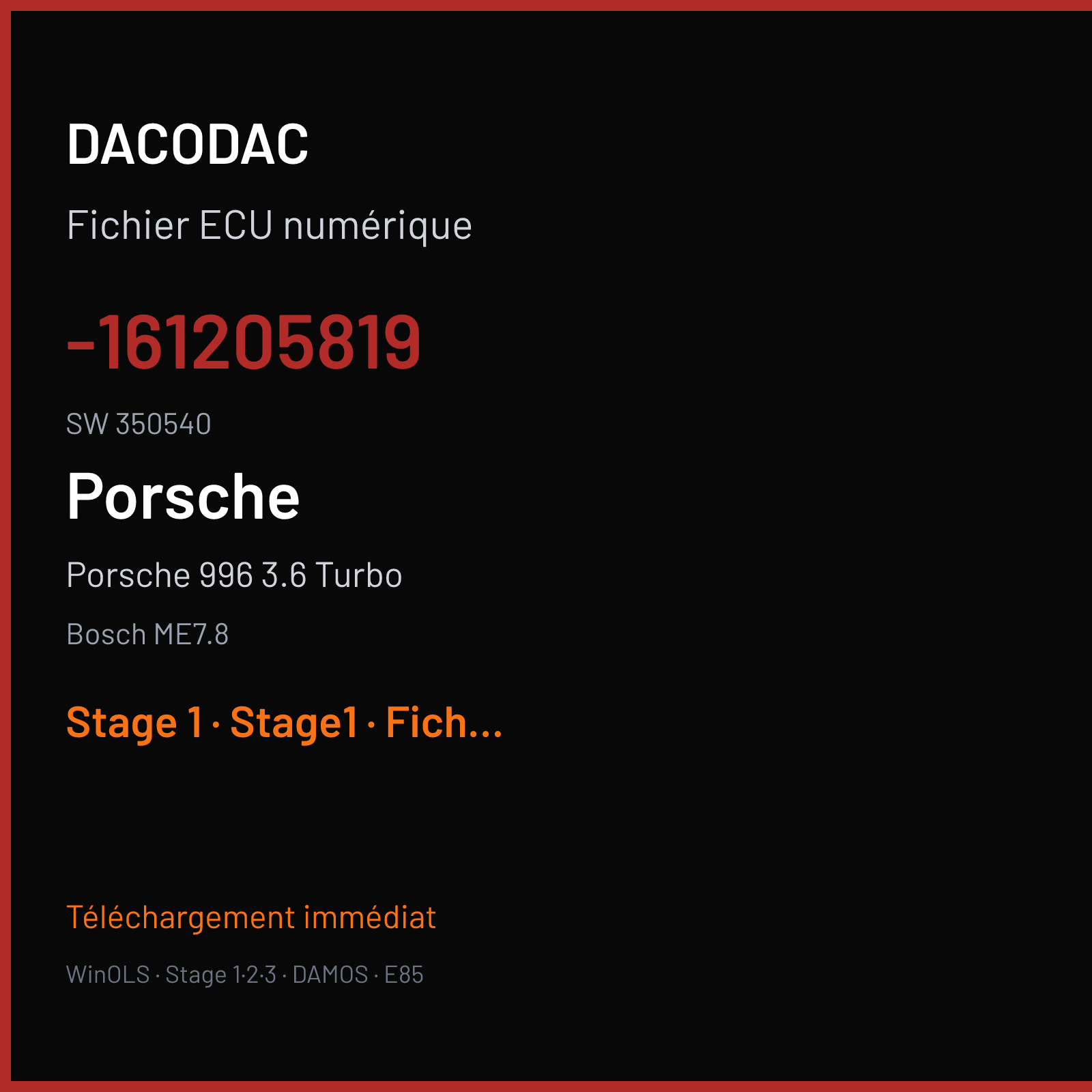Porsche 996 3.6 Turbo (2001) — Bosch ME7.8 — -161205819 · 350540 — Stage 1