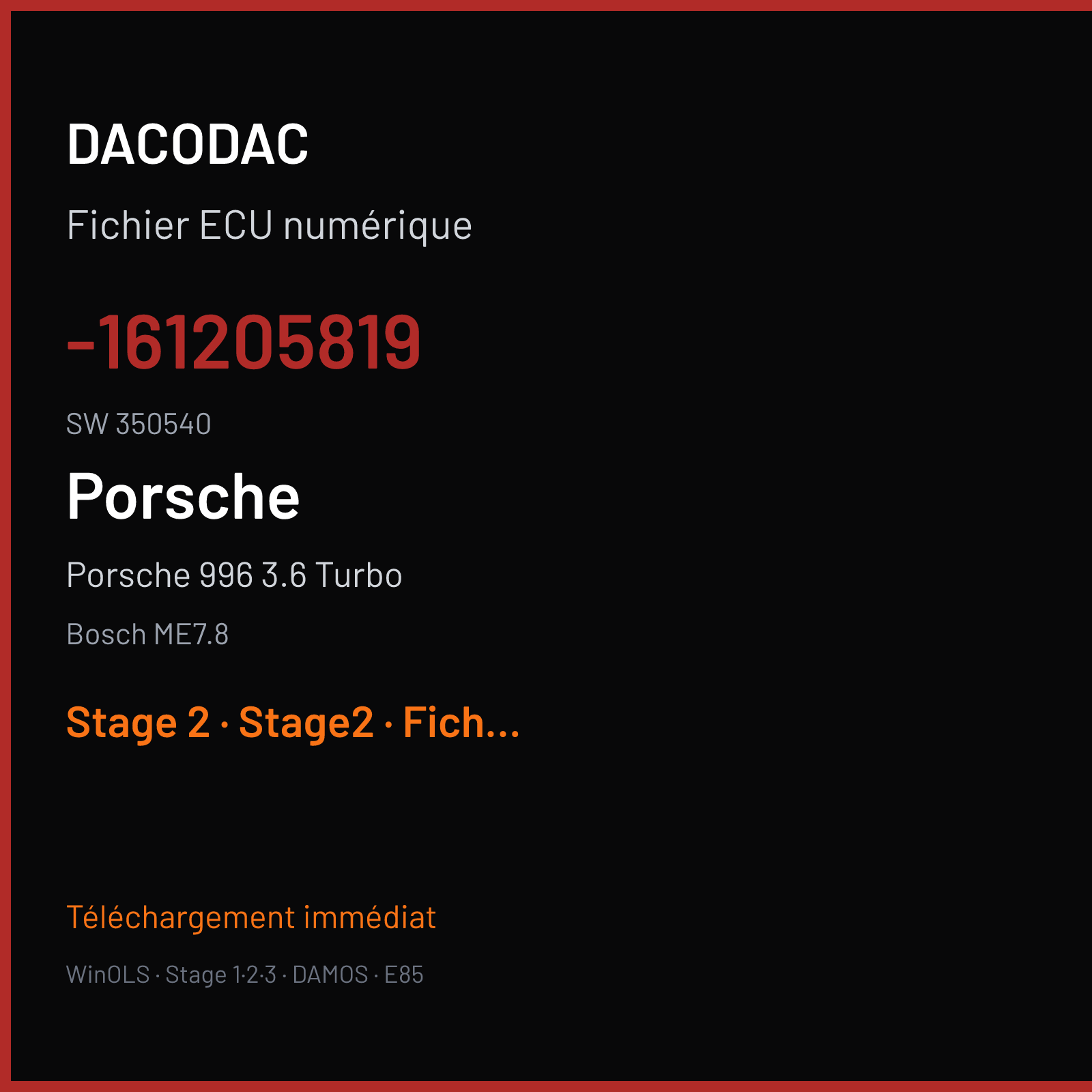Porsche 996 3.6 Turbo (2001) — Bosch ME7.8 — -161205819 · 350540 — Stage 2