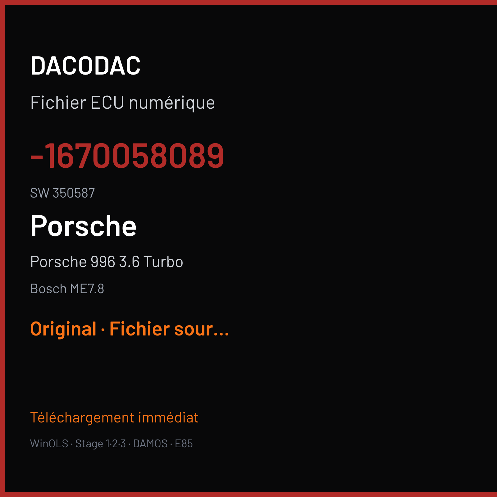 Porsche 996 3.6 Turbo (2003) — Bosch ME7.8 — -1670058089 · 350587 — Original