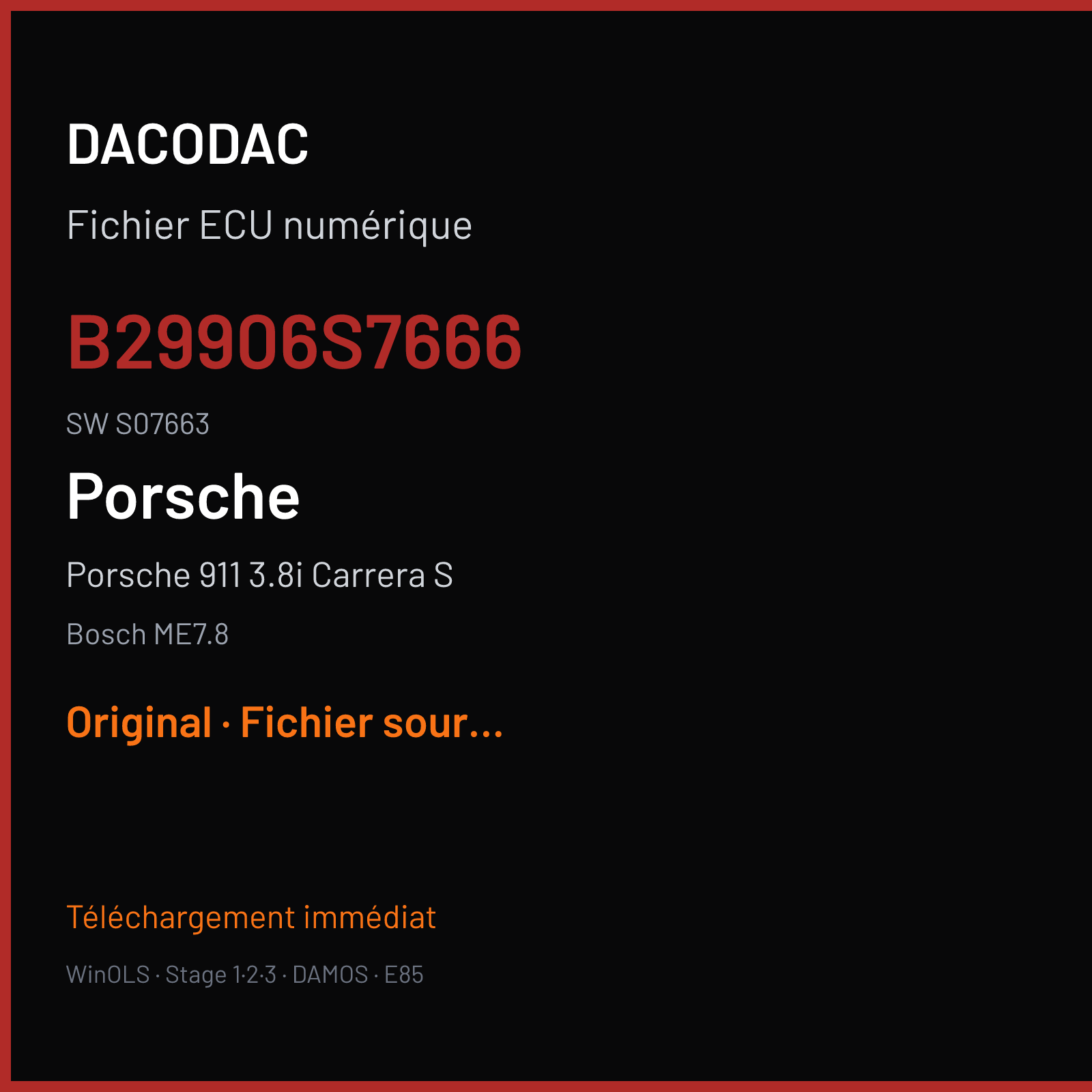 Porsche 911 3.8i Carrera S (2006) — Bosch ME7.8 — B29906S7666 · S07663 — Original