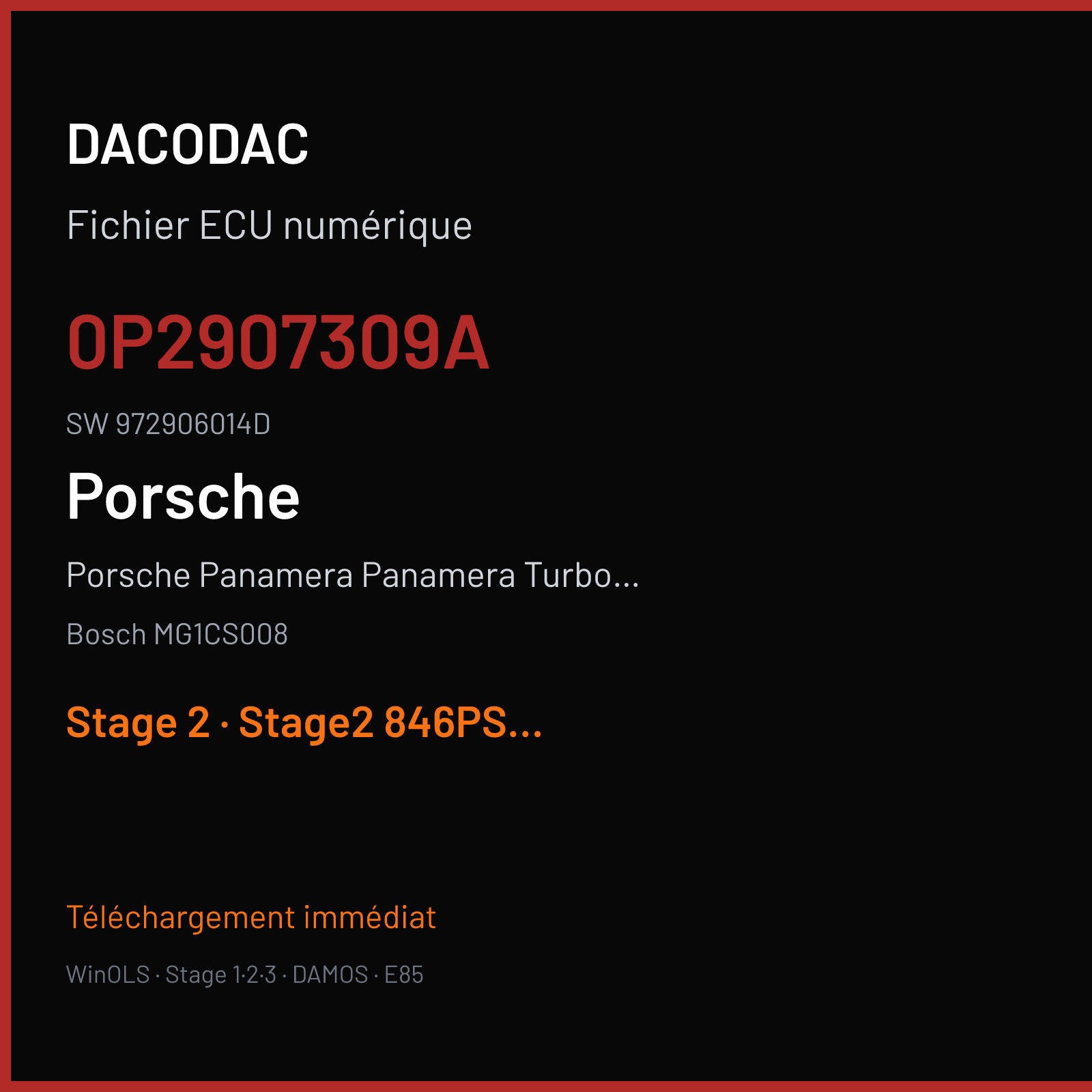 Porsche Panamera Panamera Turbo S (2019) — Bosch MG1CS008 — 0P2907309A · 972906014D — Stage 2
