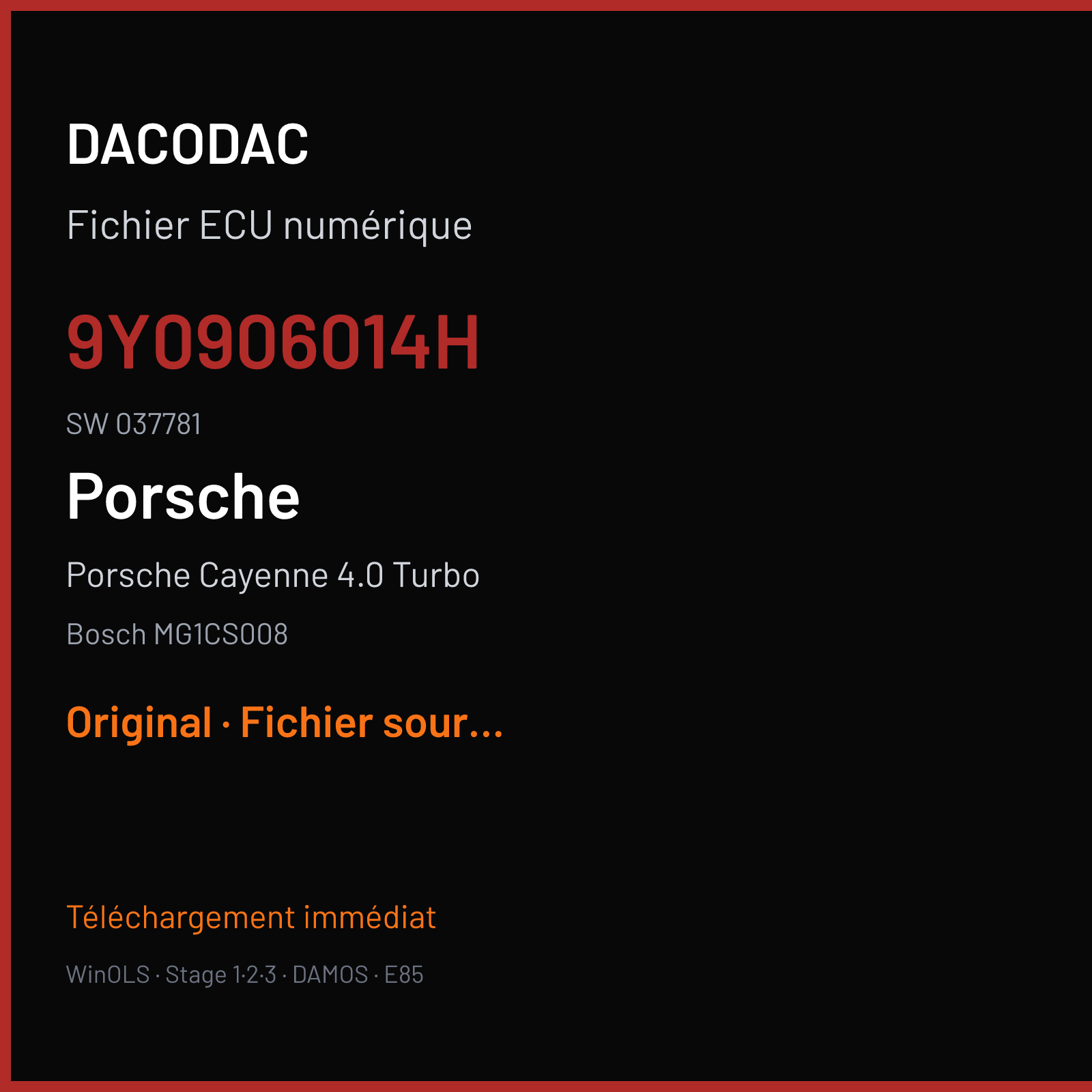 Porsche Cayenne 4.0 Turbo (2020) — Bosch MG1CS008 — 9Y0906014H · 037781 — Original