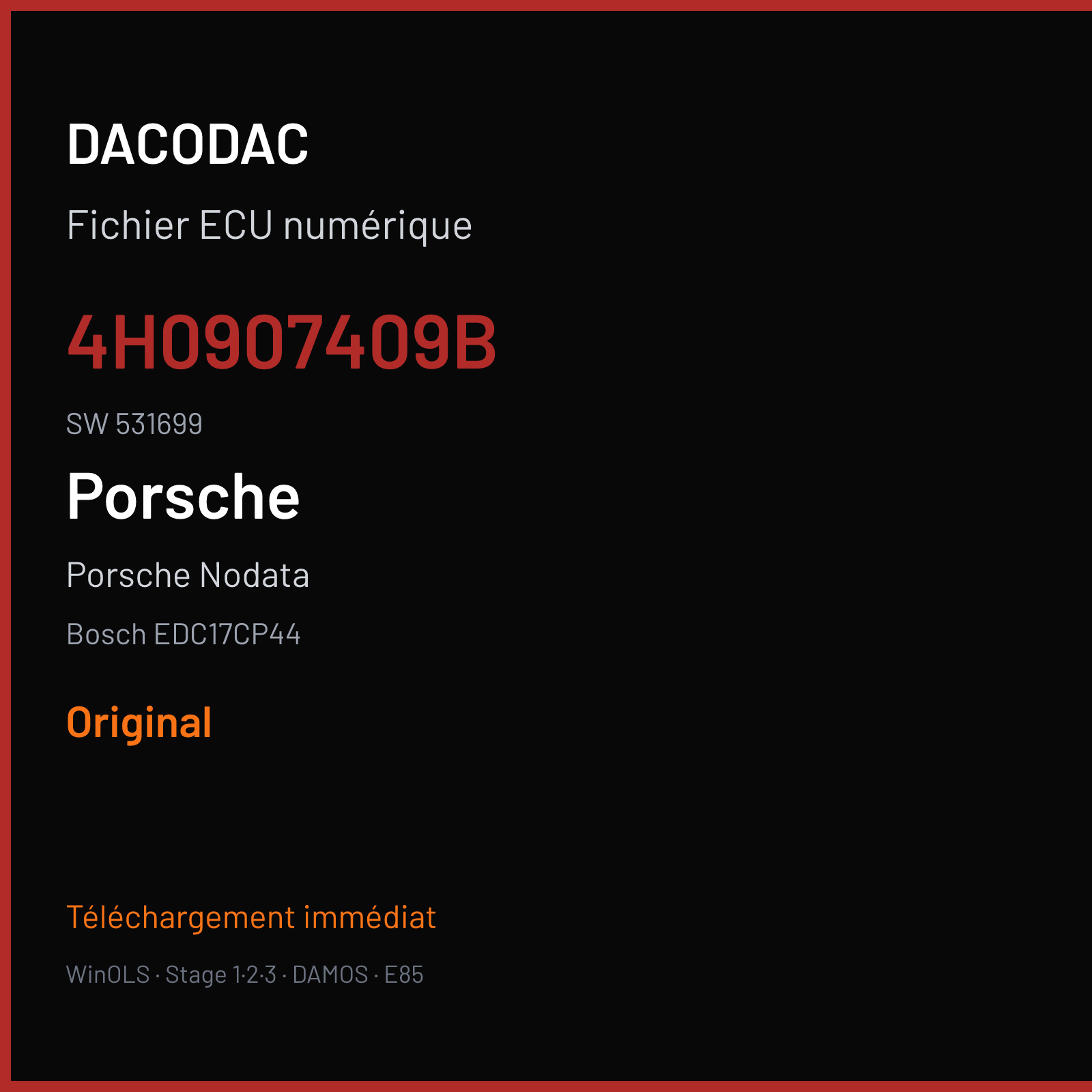 Porsche Nodata — Bosch EDC17CP44 — 4H0907409B · 531699 — Original
