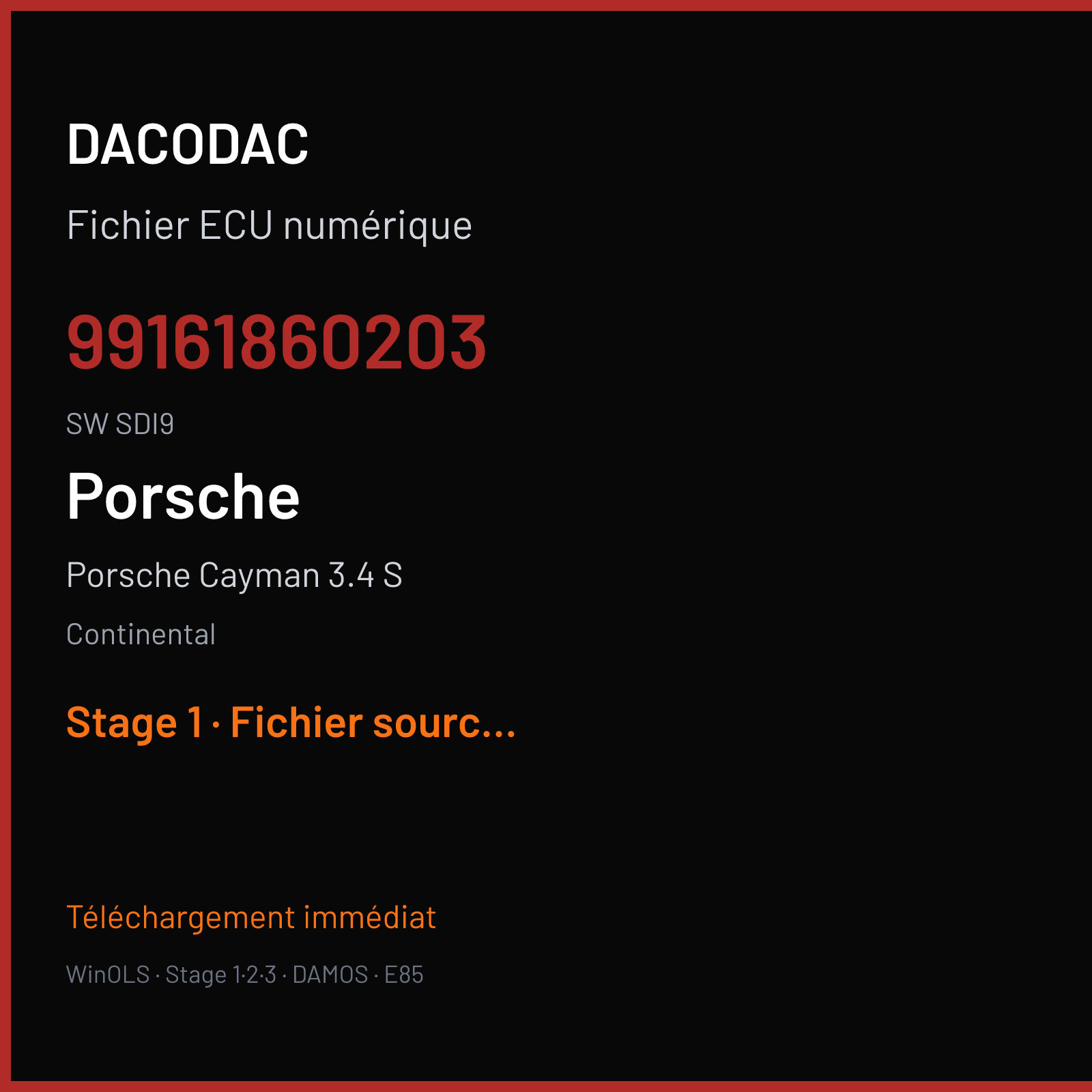 Porsche Cayman 3.4 S (2014) — Continental — 99161860203 · SDI9 — Stage 1