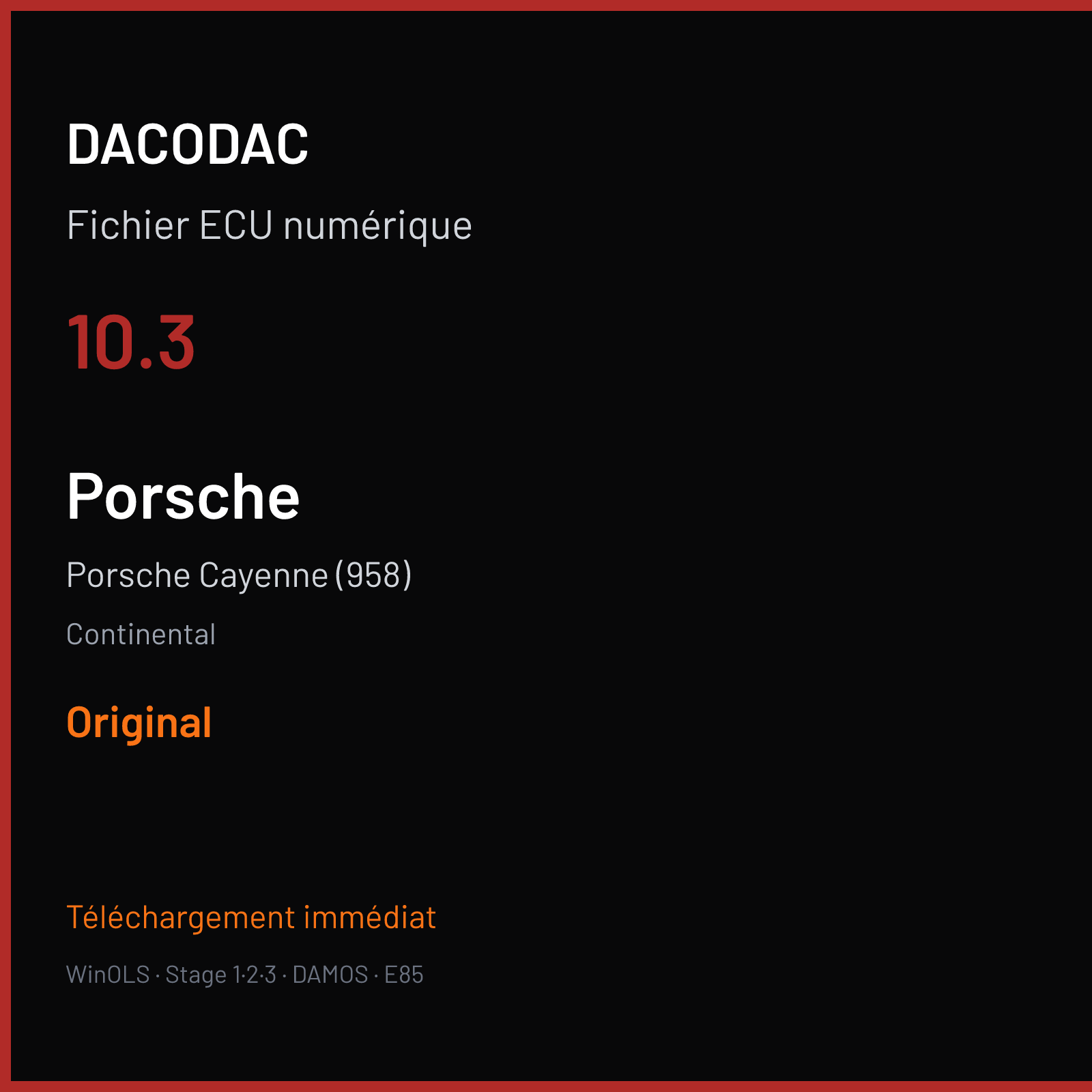 Porsche Cayenne (958) (2017) — Continental — 10.3 — Original
