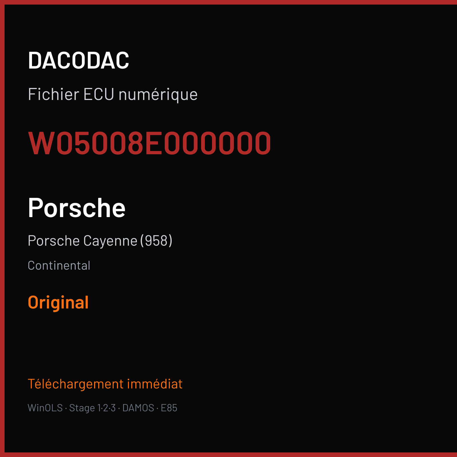 Porsche Cayenne (958) (2014) — Continental — W05008E000000 — Original