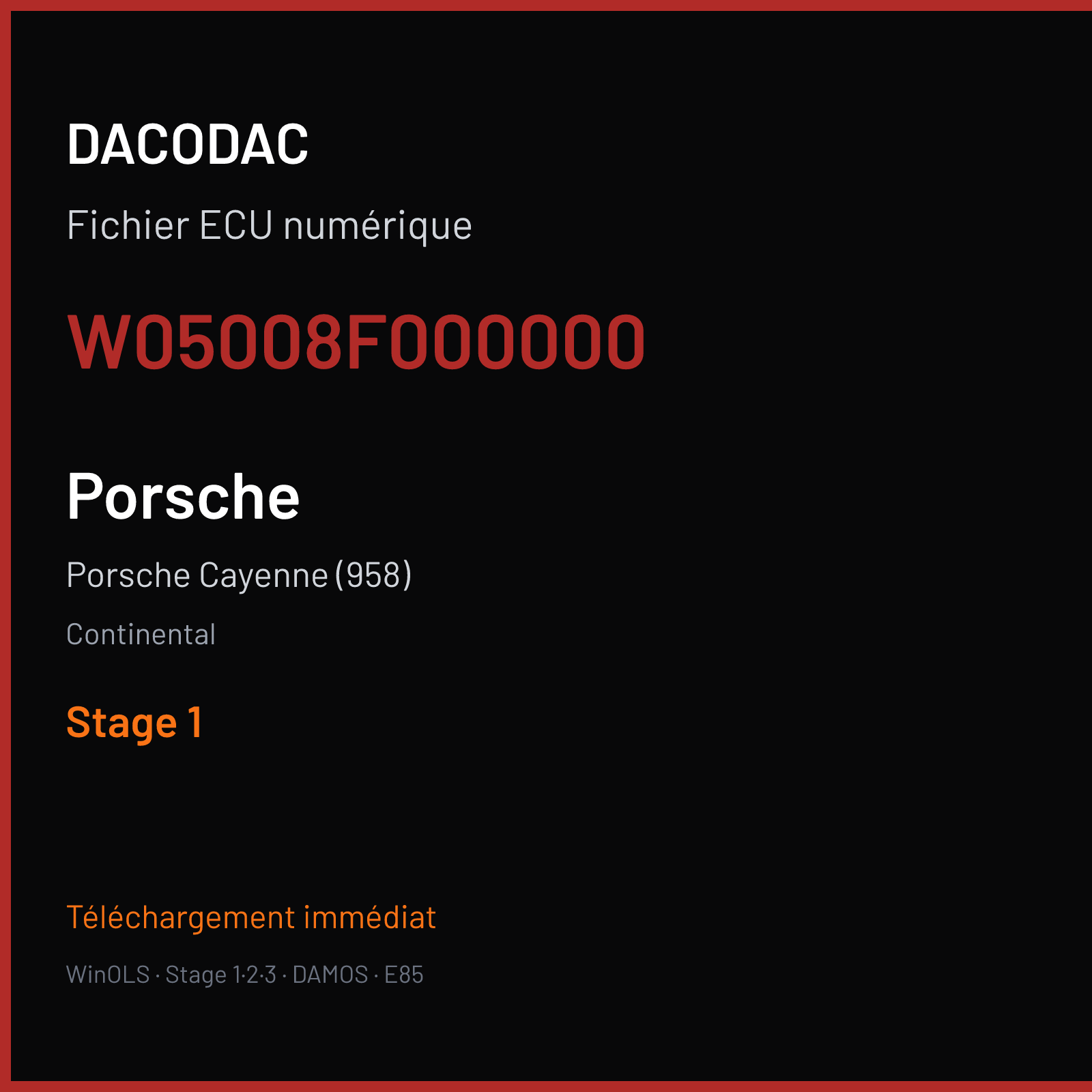 Porsche Cayenne (958) (2012) — Continental — W05008F000000 — Stage 1