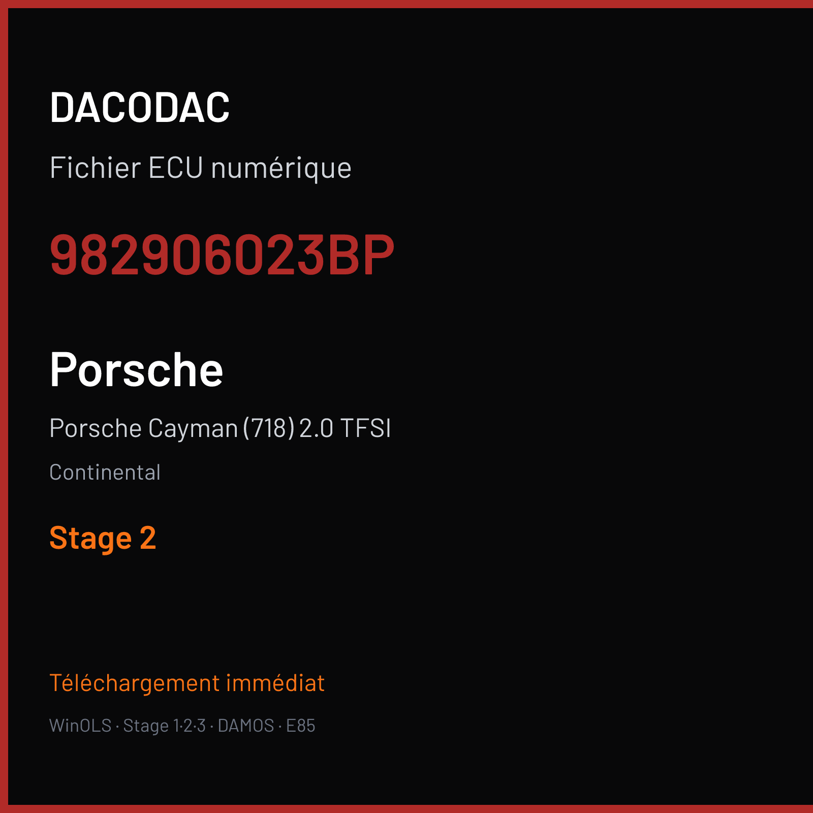 Porsche Cayman (718) 2.0 TFSI (2017) — Continental — 982906023BP — Stage 2