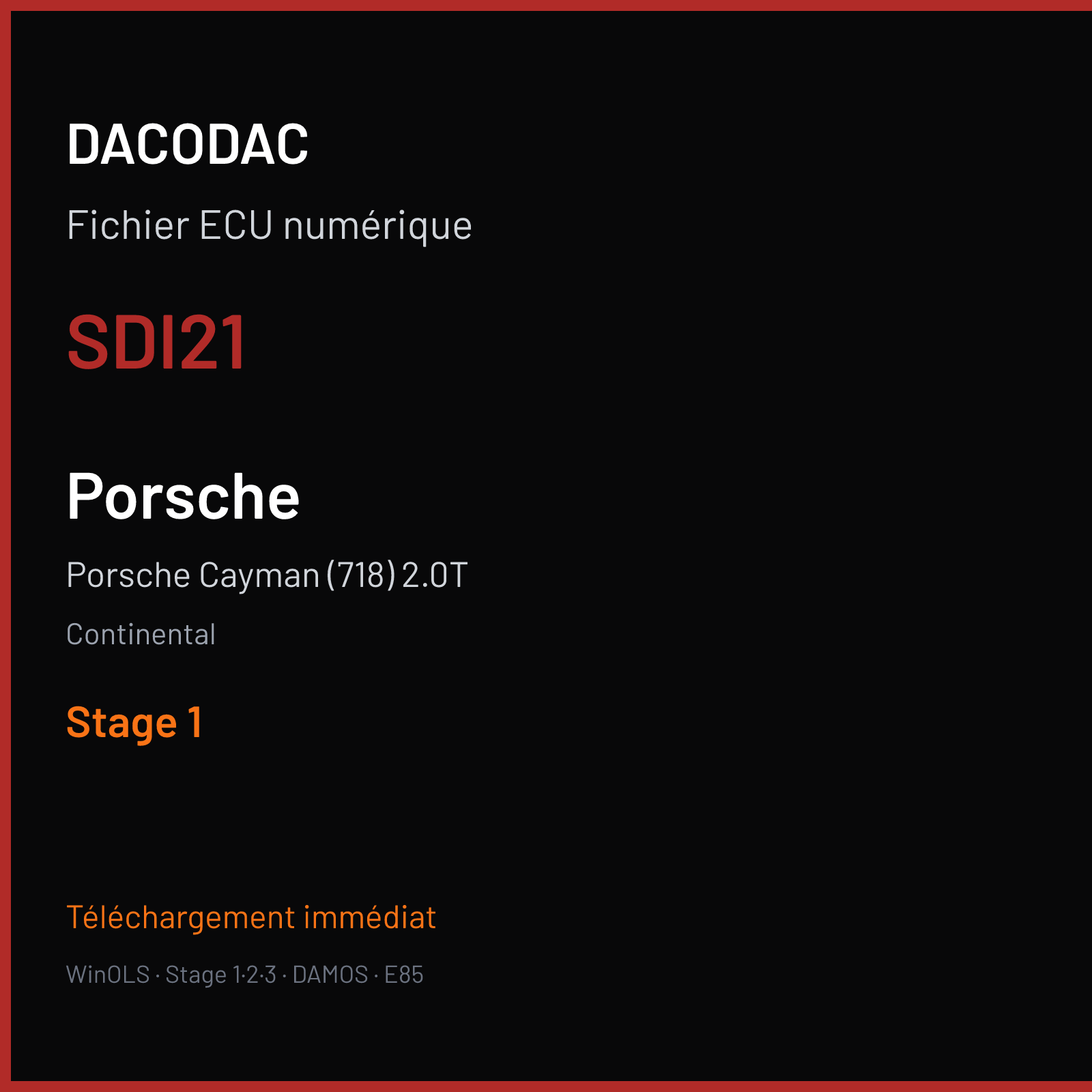 Porsche Cayman (718) 2.0T (2017) — Continental — SDI21 — Stage 1