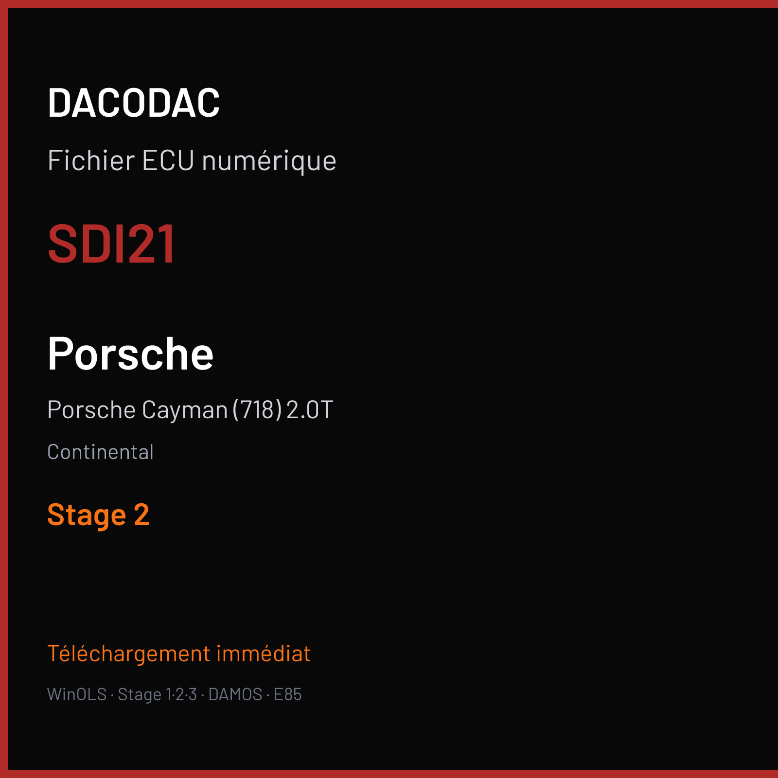 Porsche Cayman (718) 2.0T (2016) — Continental — SDI21 — Stage 2