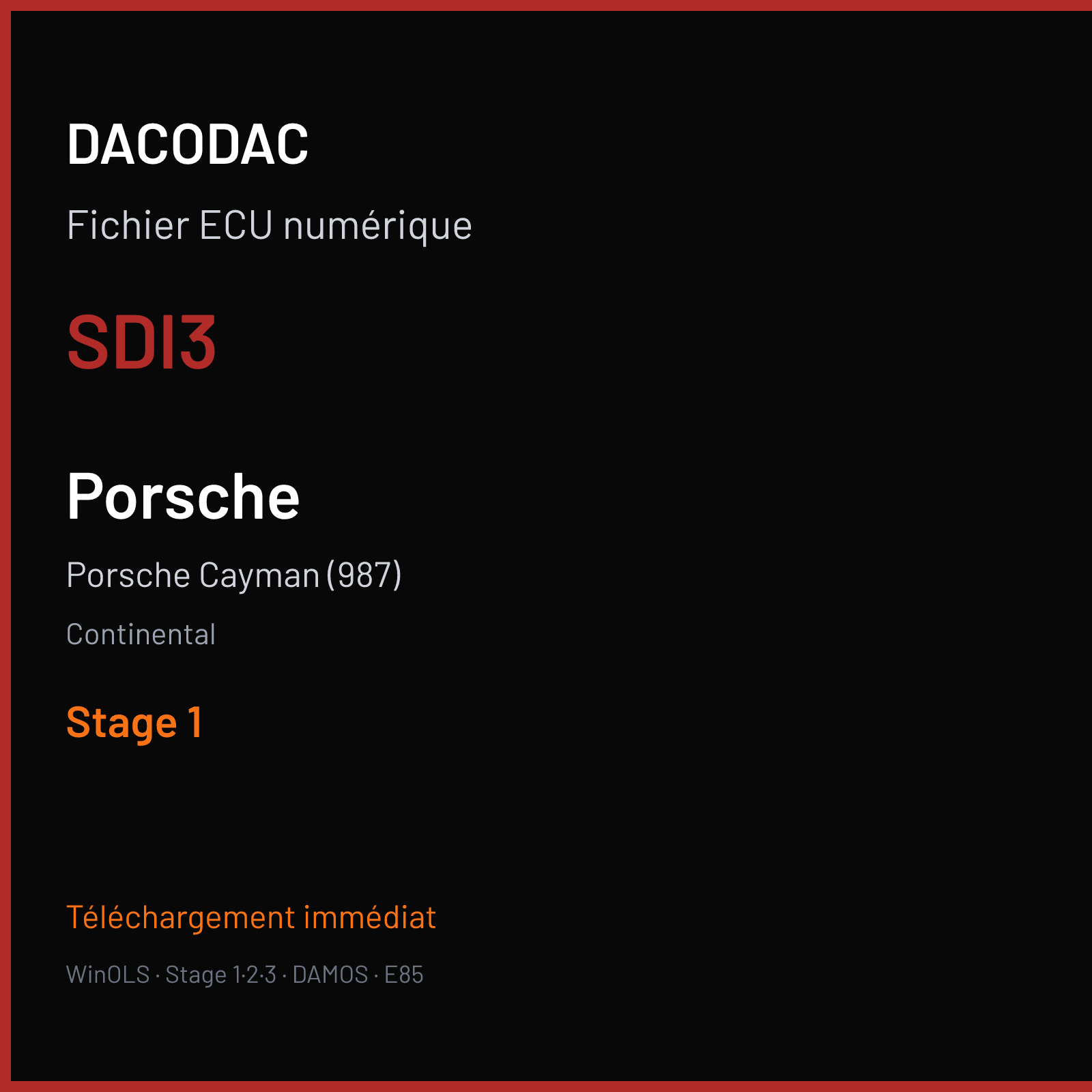 Porsche Cayman (987) (2012) — Continental — SDI3 — Stage 1