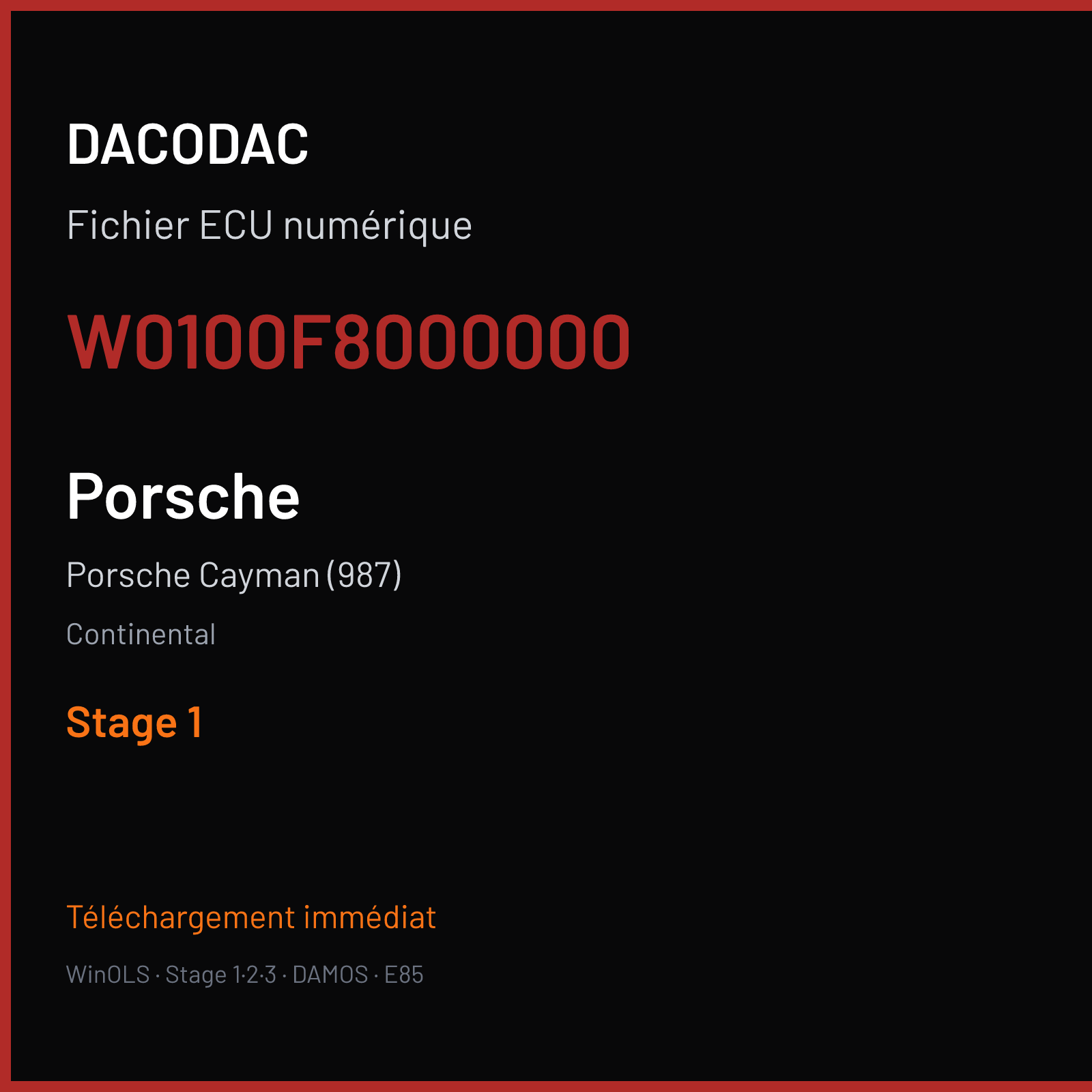 Porsche Cayman (987) (2012) — Continental — W0100F8000000 — Stage 1